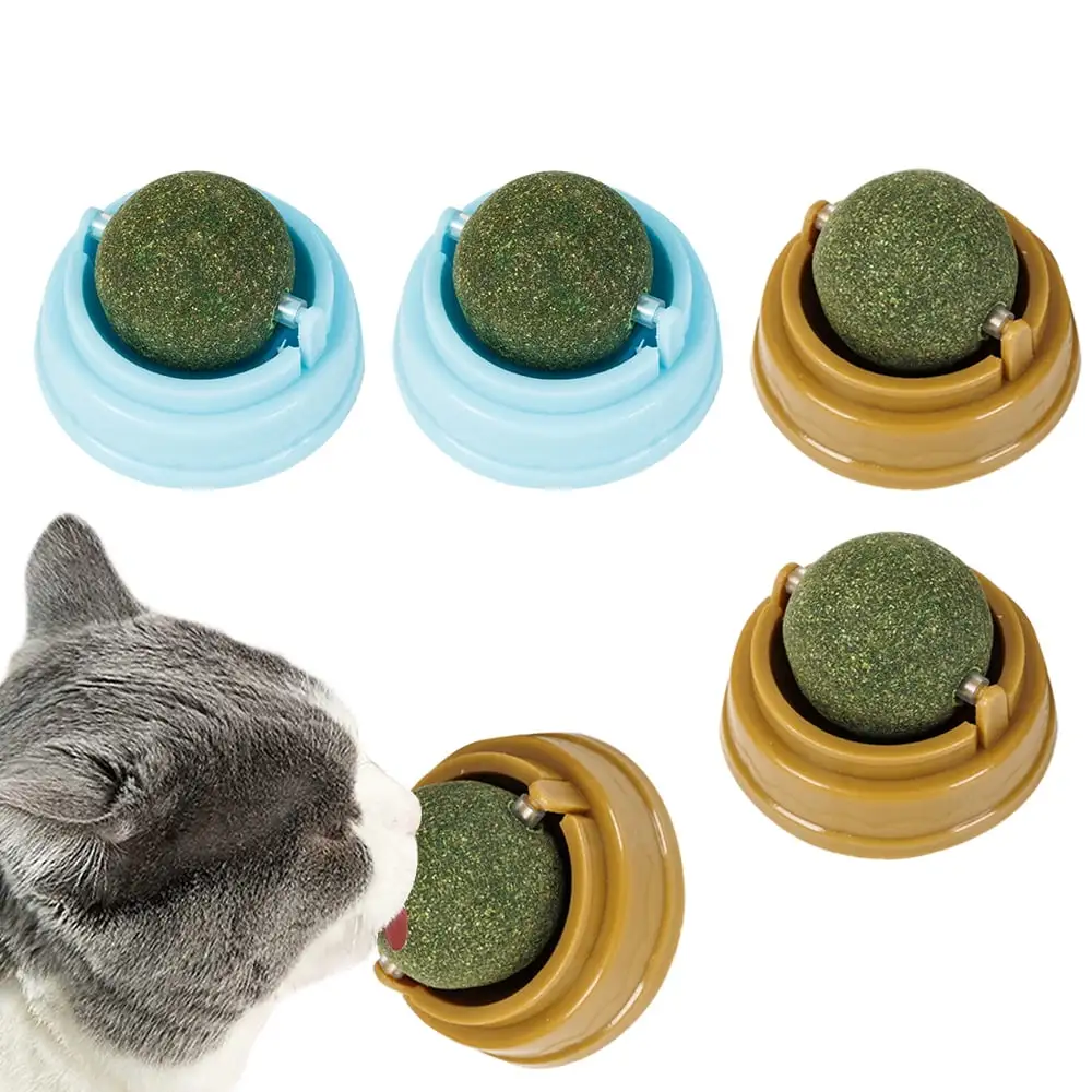 4Pcs Catnip Balls.Rotating Interactive Cat Toys. Teeth Cleaning Catmint Toy For Cat. Kitten. Kitty Playing Chewing-5*4Cm Combination2