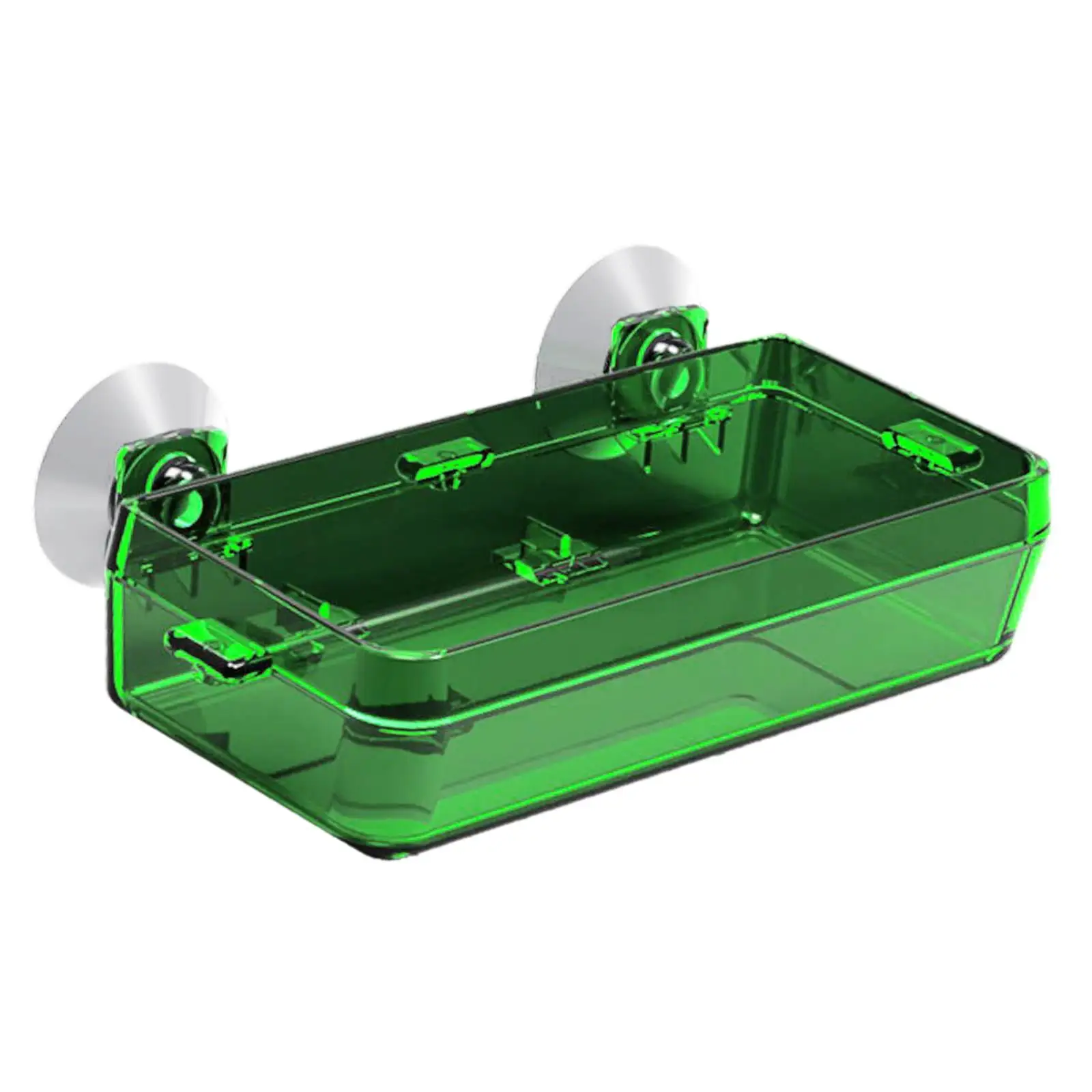 Suction Cup Reptile Feeder Dish Water Food Bowl Accessories Container Escape Worm Feeding Basin for Lguana Bearded Dragon Gecko 6.5x13.5x2.5cm Green