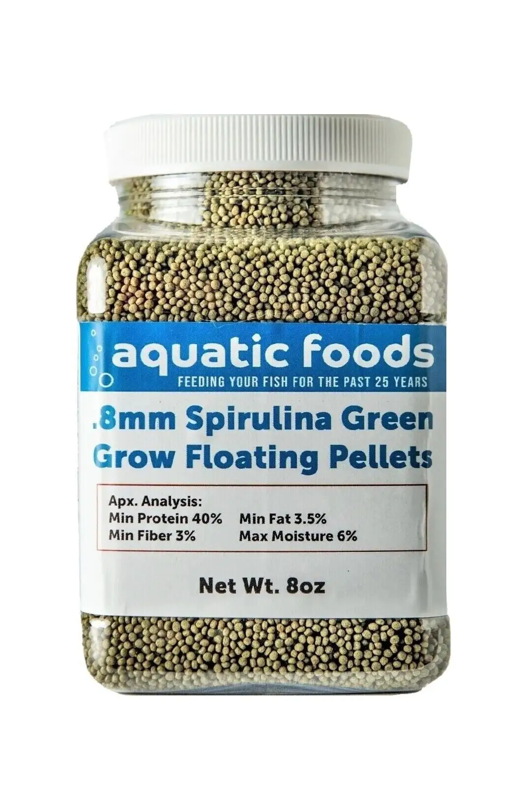 0.8mm Spirulina Green Grow Floating Pellets for Baby Discus. Cichlids. All Tropicals. Koi and Pond Fisha?|8oz Small Jar