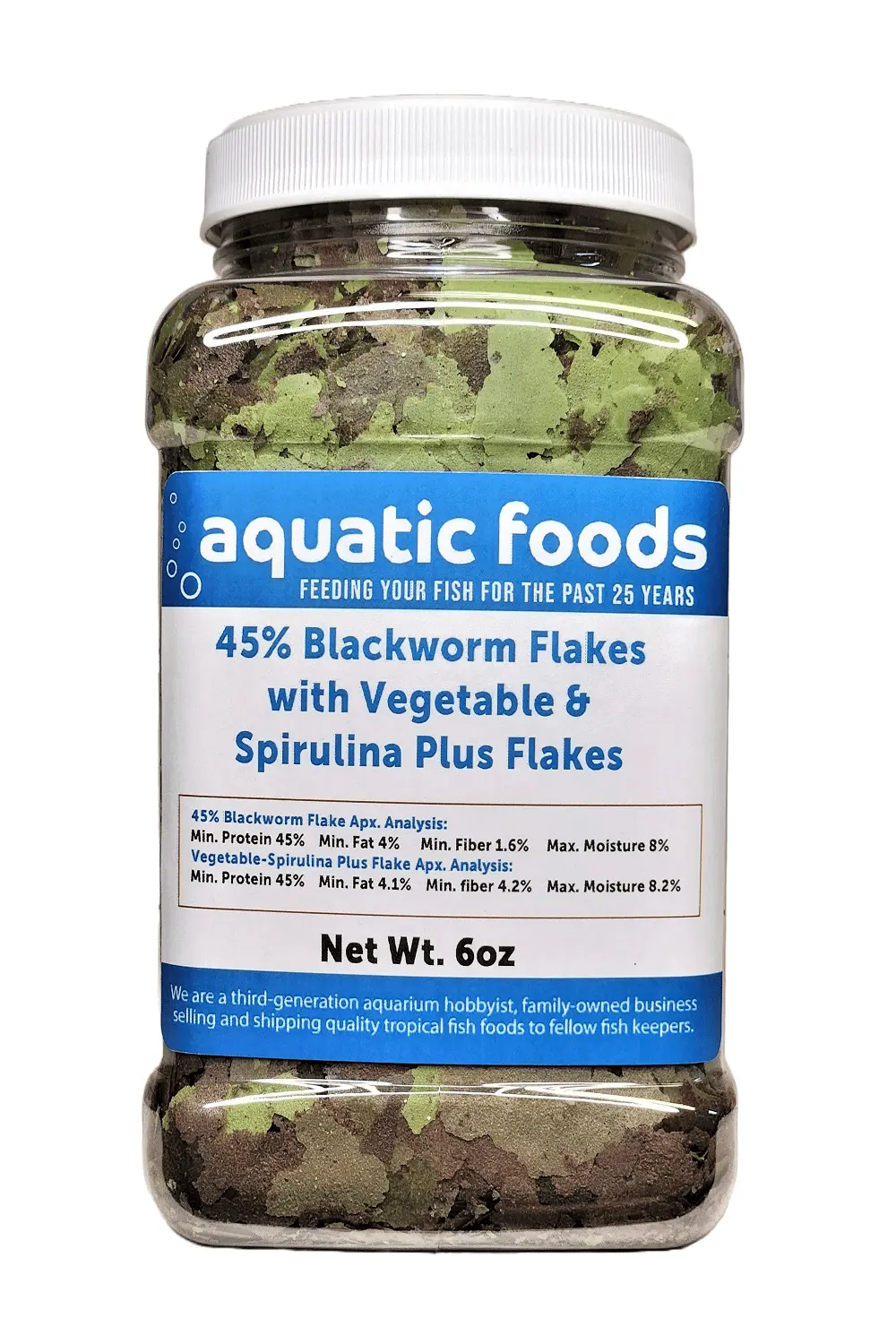 45% Blackworm & Vegetable-Spirulina Flake Mix for Cichlids. Discus. for All Community Tropical Fish. Aquatic Foods Flakes a?|6oz Med Jar