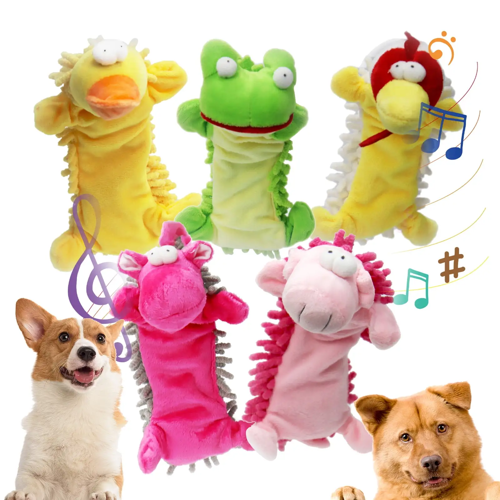 5 Packs Squeaky Dog Toys.Pet Toys Crinkle Dog Toy No Stuffing Animals Dog Plush Toy Dog Chew Toy for Small Medium Large Dogs Squeeky Doggie Toys Puppy Toys Squeak