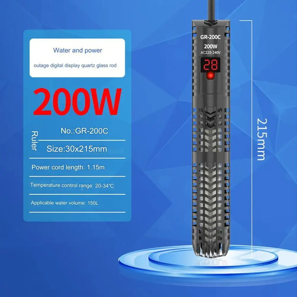 50/100/200/300W Digital Submersible Aquarium Water Heater Fish Tank Thermostat