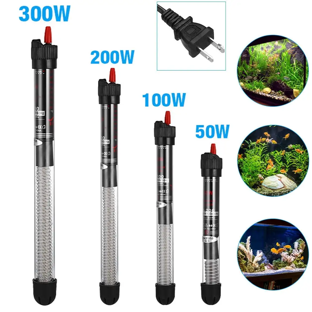 50W/100W/300W Adjustable Aquarium Heater. Submersible Glass Water Heater for 5 70 Gallon Fish Tank