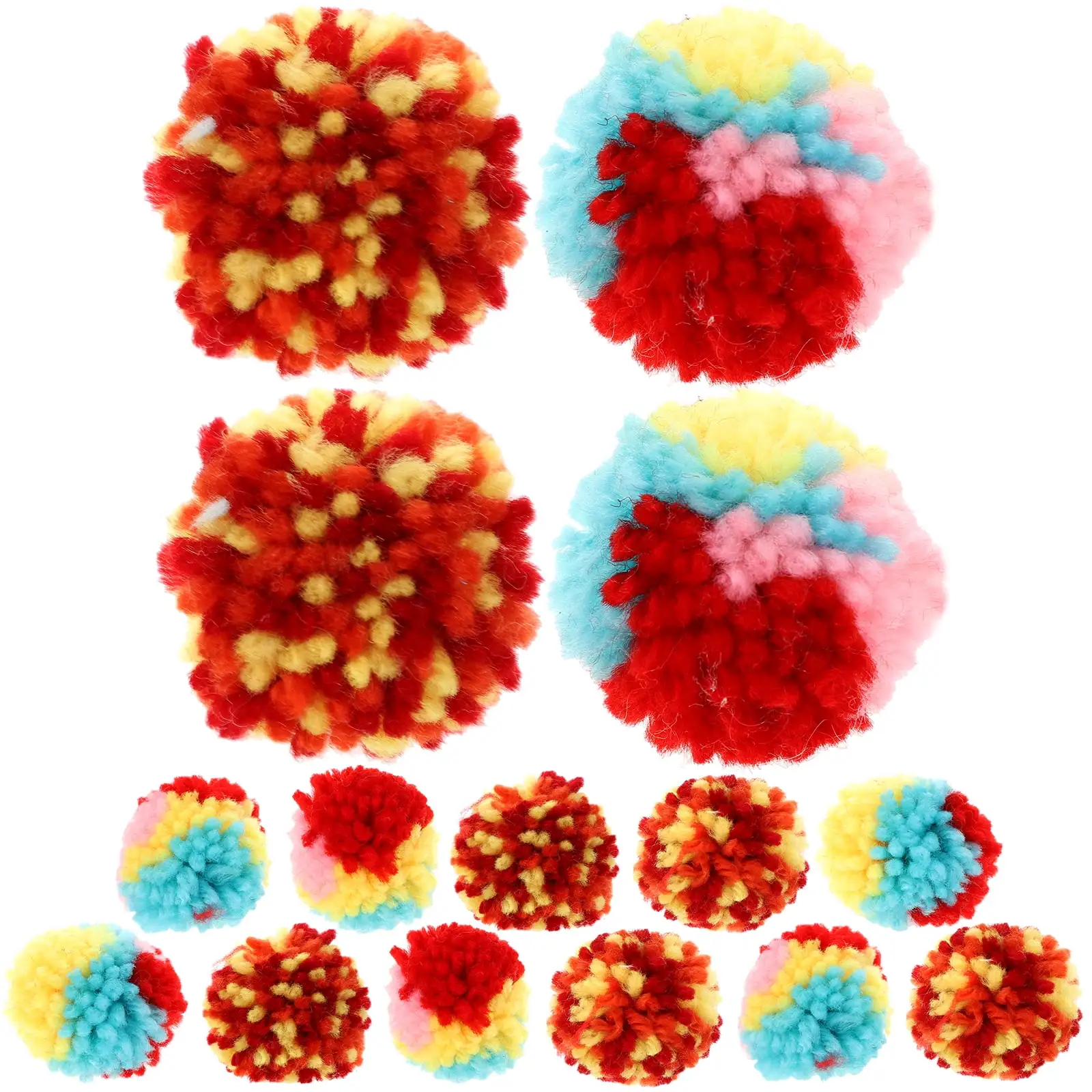 15Pcs Pom Pom Kitten Toys Cat Decompression Ball Cat Chewing Plush Ball Cat Plush Ball