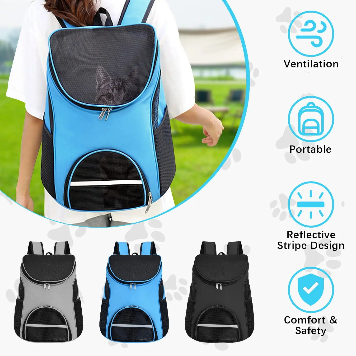 Dog Carrier Backpack Pet Carrier for Small Medium Dogs Cats Travel Bag for Hiking Outdoor