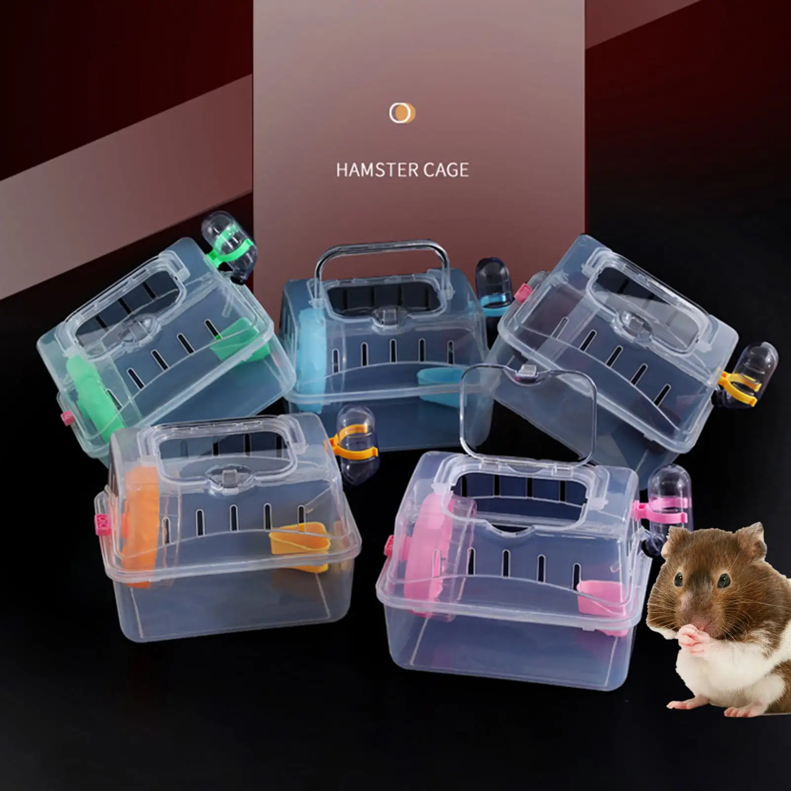 XINHUADSH Hamster Travel Case with Food Bowl Running Wheel Multifunctional Portable Hamster Carrier Small Pet Crate Pet Supplies