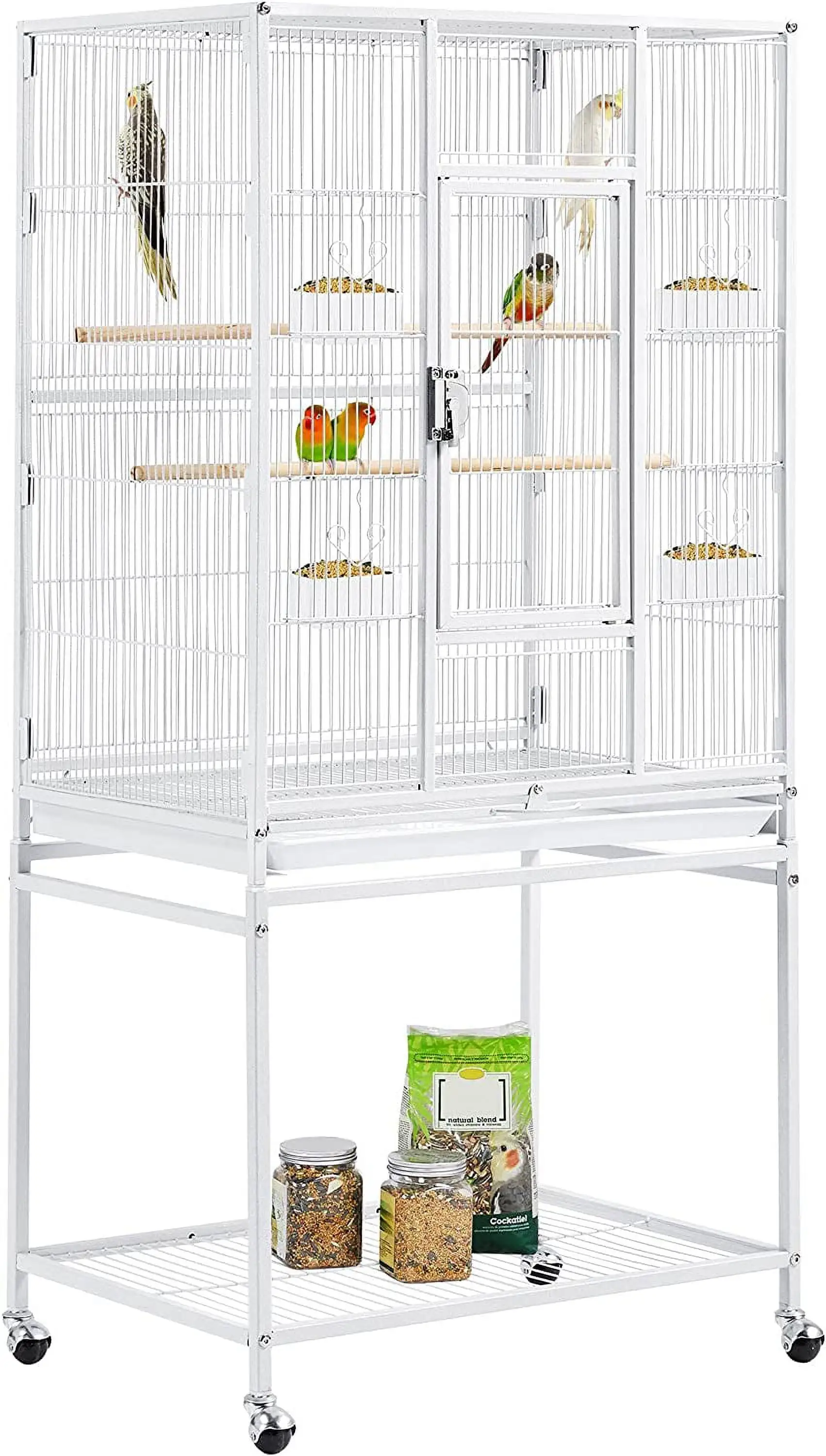 54-inch Iron Standing Large Parrot Parakeet Flight Bird Cage for Small Parrot Cockatiel Sun Parakeet Green Cheek Conure Lovebird Budgie Finch Canary with Stand