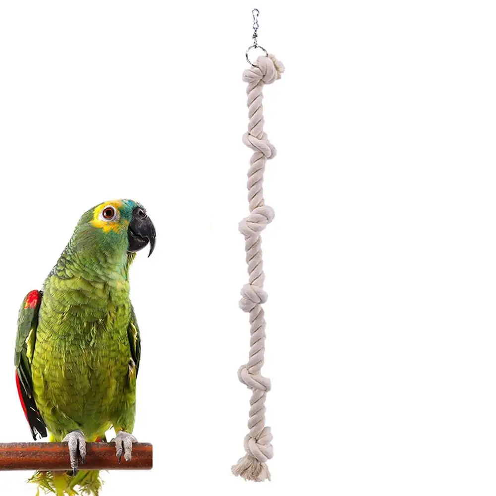 Walbest Parrot Cotton Rope Knot Climbing Hanging Cage Decor Swing Chew Toy for Pet Bird