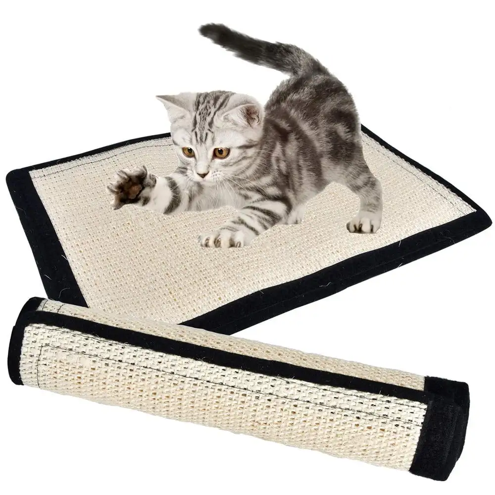 Cat Scratch Pad Couch Corner Kitty Scratching Bed Post Tree Ramp Cardboard Replacement. Sisal Thin Scratcher Mat Protecting Furniture Sofa Chair Desk Legs 16 X 12 Inch