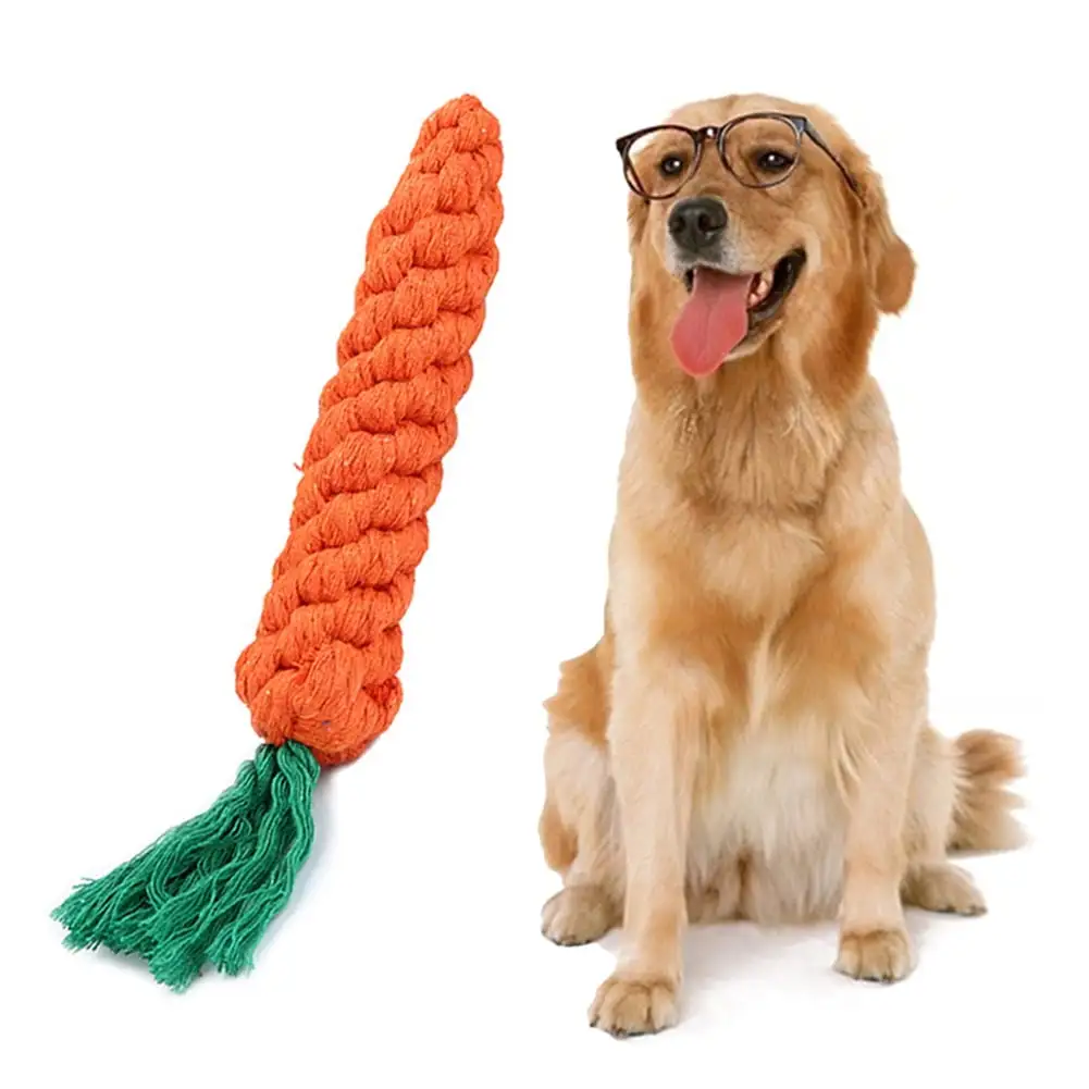 rygai Pet Dog Puppy Carrot Shape Cotton Rope Molar Tooth Cleaning Chew Training Toy.Carrot