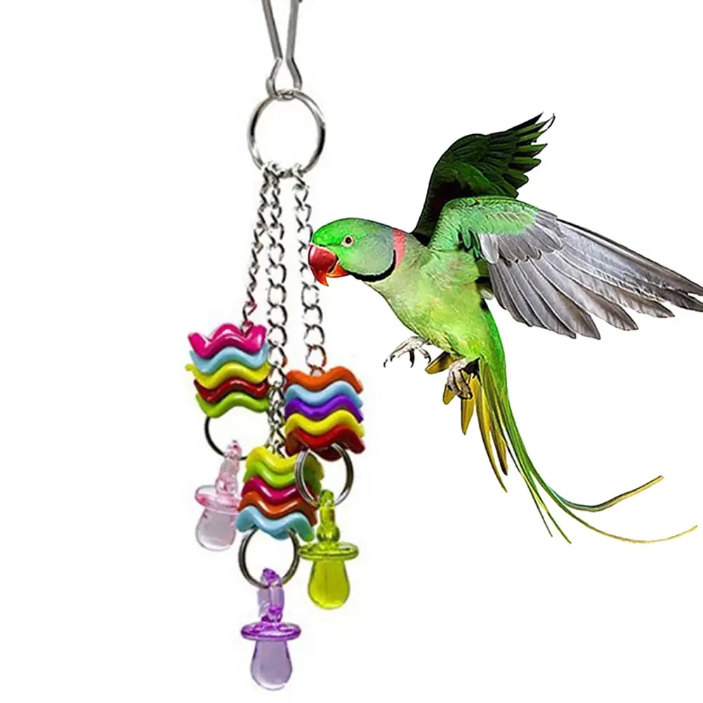 SPRING PARK Parrot Toys Nipple Swing Hanging. Bird Chewing Metal Rope Toy for Medium and Large Parrots