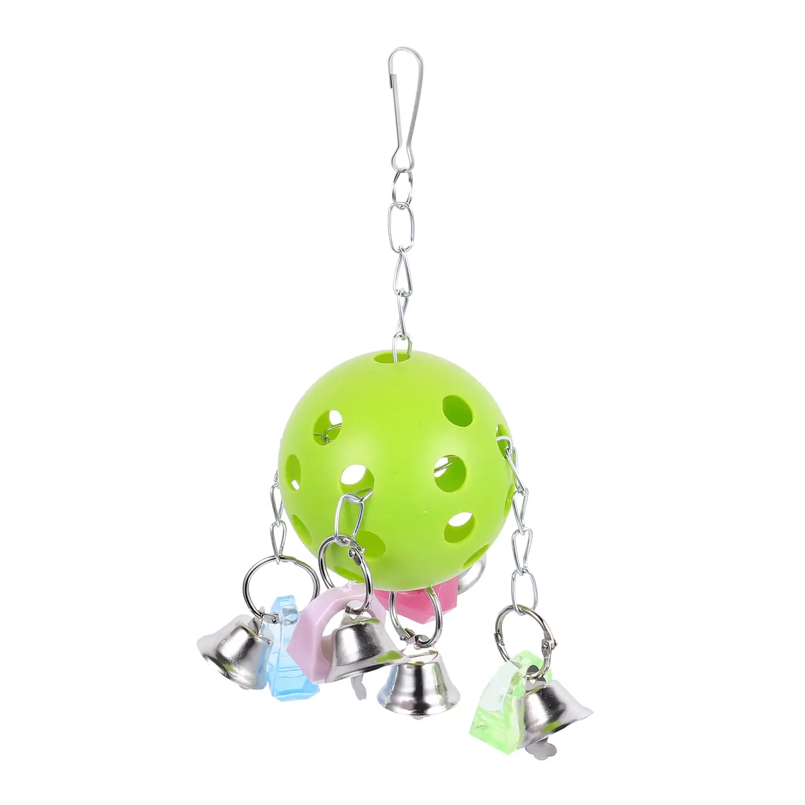 Frcolor Parrot Bird Chew Toys Hanging Cage Decoration Bite Ball Colorful Bell Toy