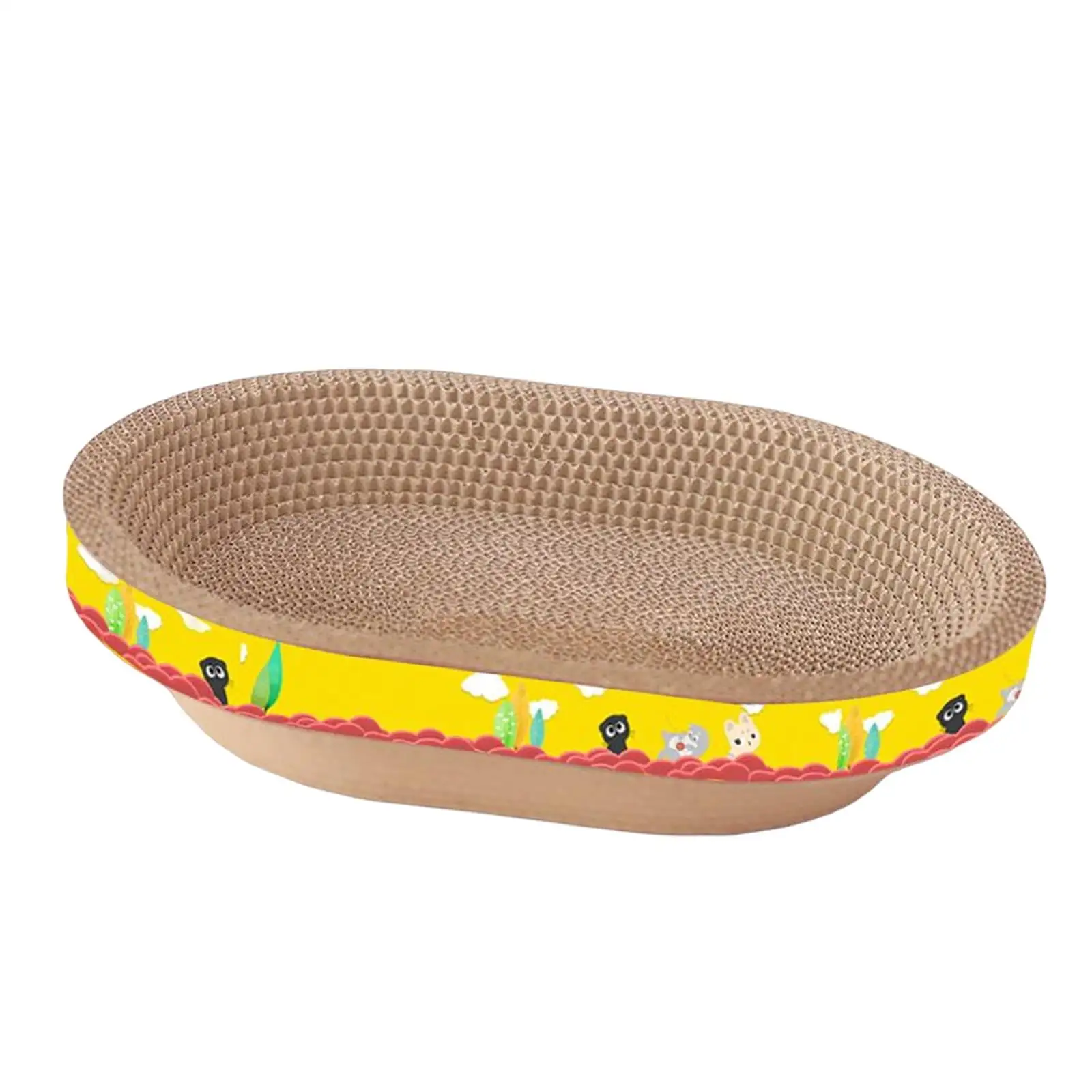 Pet Cat Scratcher Bowl Oval Corrugated Cat Scratching Pad Nest Training Toy Scratcher Lounge Bed Prevents Furniture Damage for Indoor Cats Supplies L