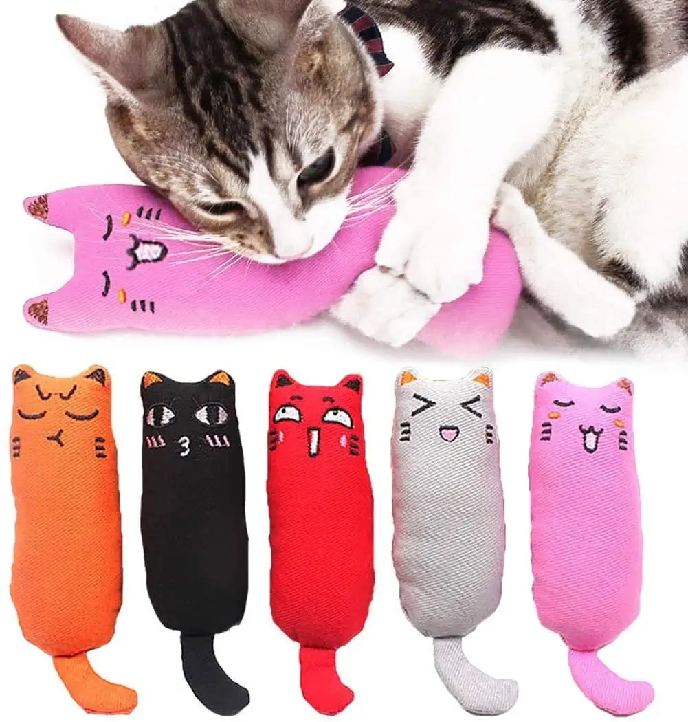 5Pcs Catnip Toys. Catnip Filled Cartoon Mice Cat Teething Chew Toy (Multicolor)