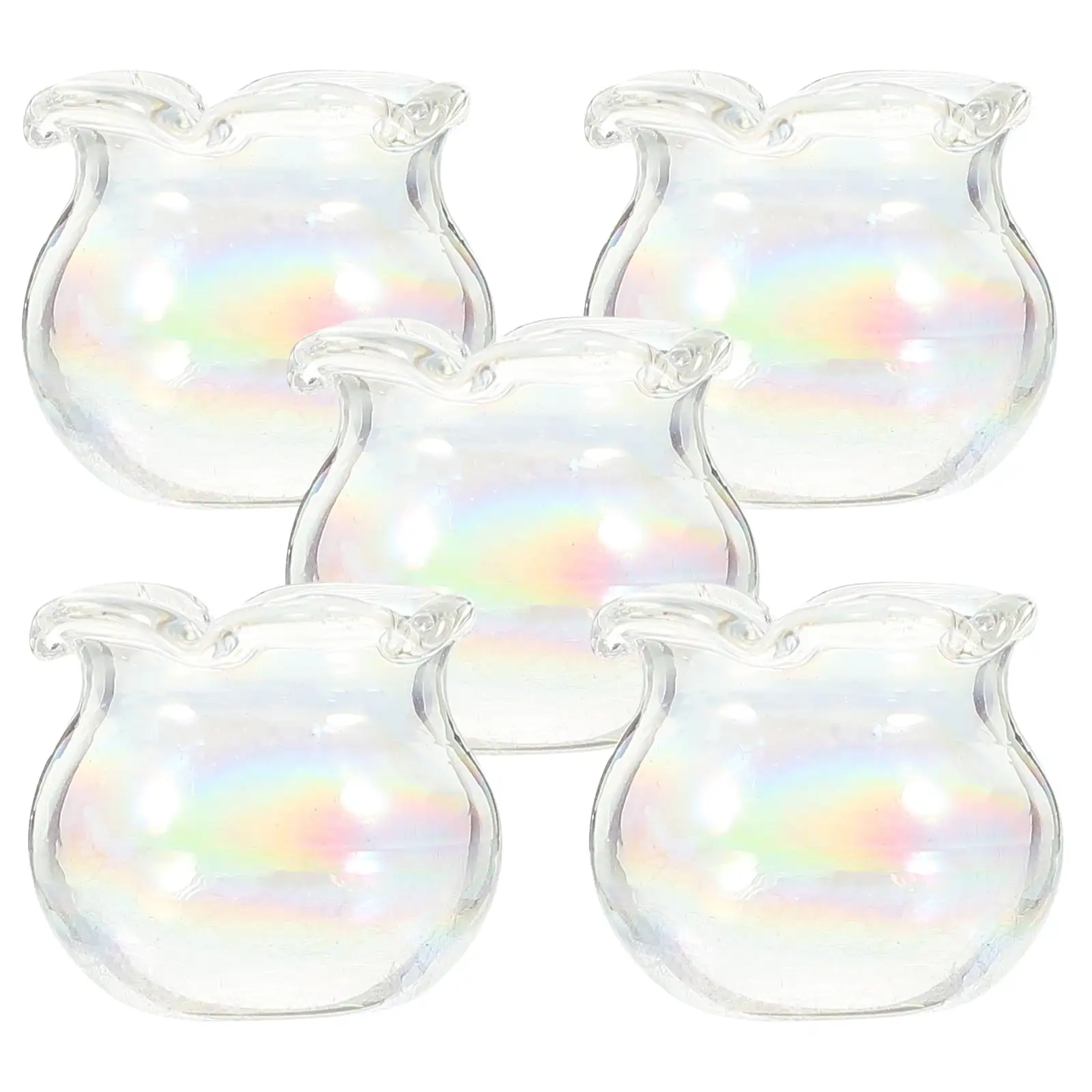 5Pcs DIY Miniature Fish Tanks Glass Ornaments Desktop Mini House Toys Exquisite Fish Bowls