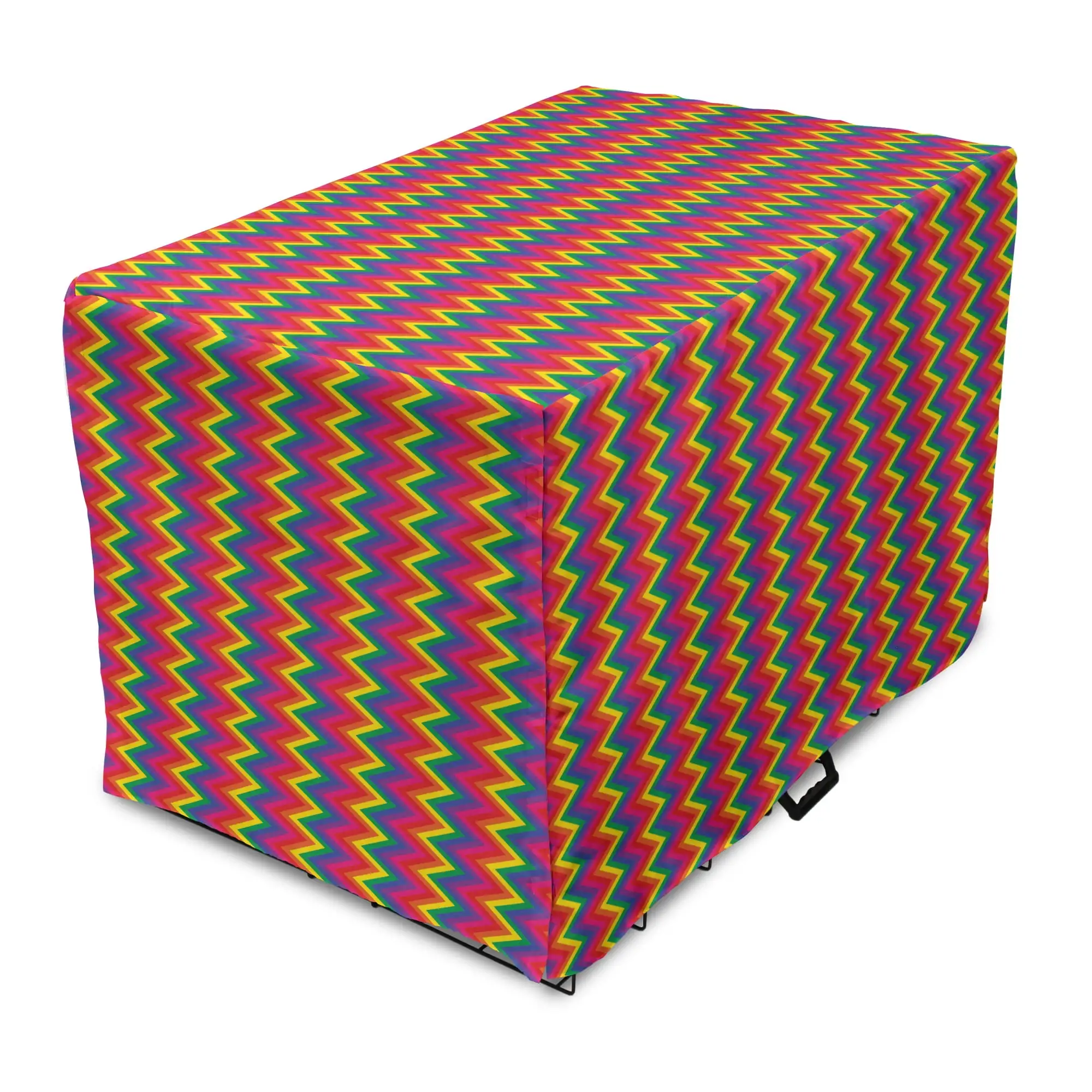 Groovy Dog Crate Cover. Rainbow Zig Zag Vertical Chevron Pattern Geometric Striped Repeat Vibrant Colors. Easy to Use Pet Kennel Cover Small Dogs Puppies Kittens. 7 Sizes. Multicolor. by Ambesonne