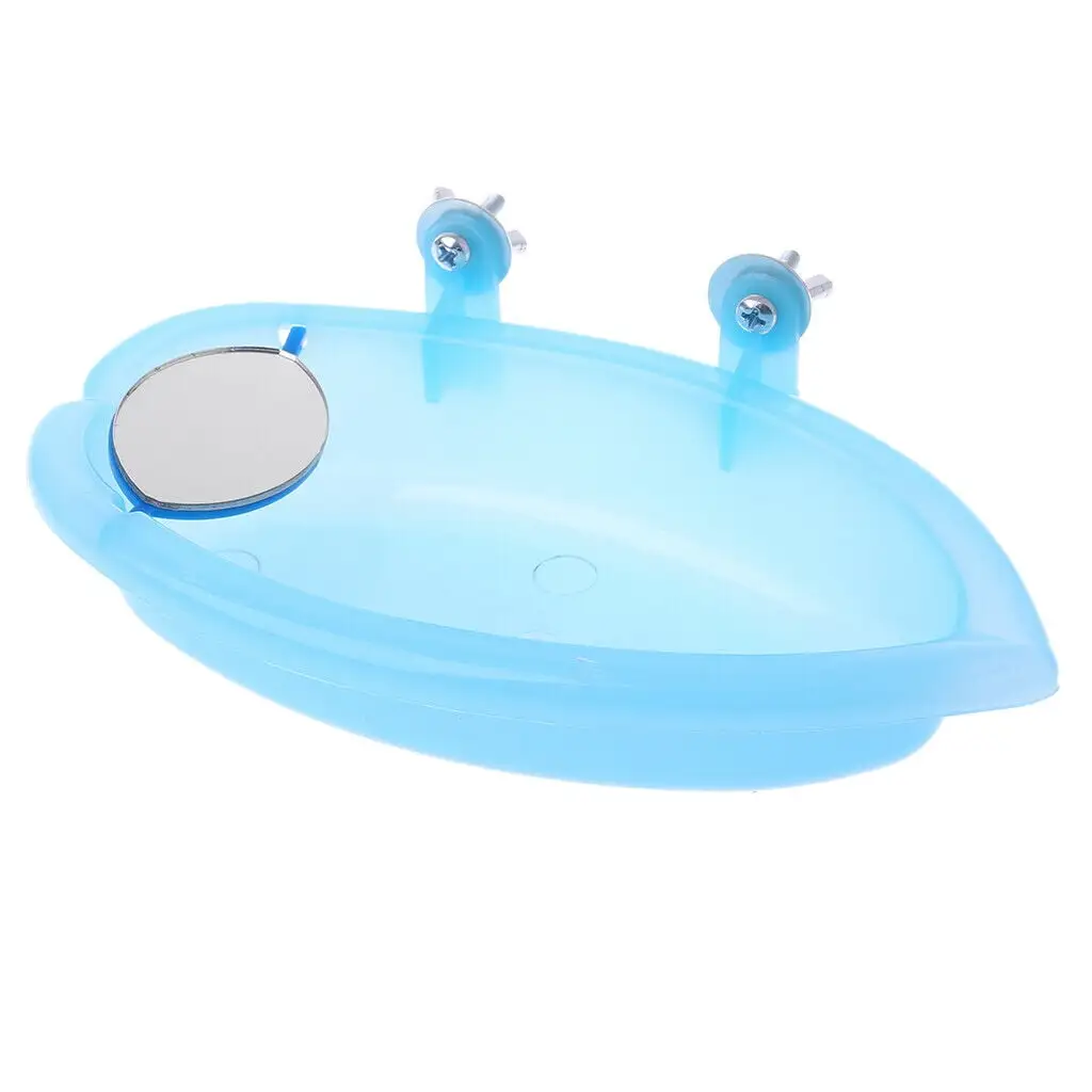 ZQC Bird Bath with Mirror Toy Bird Bath Bowl Hanging Shower Bathing Tub