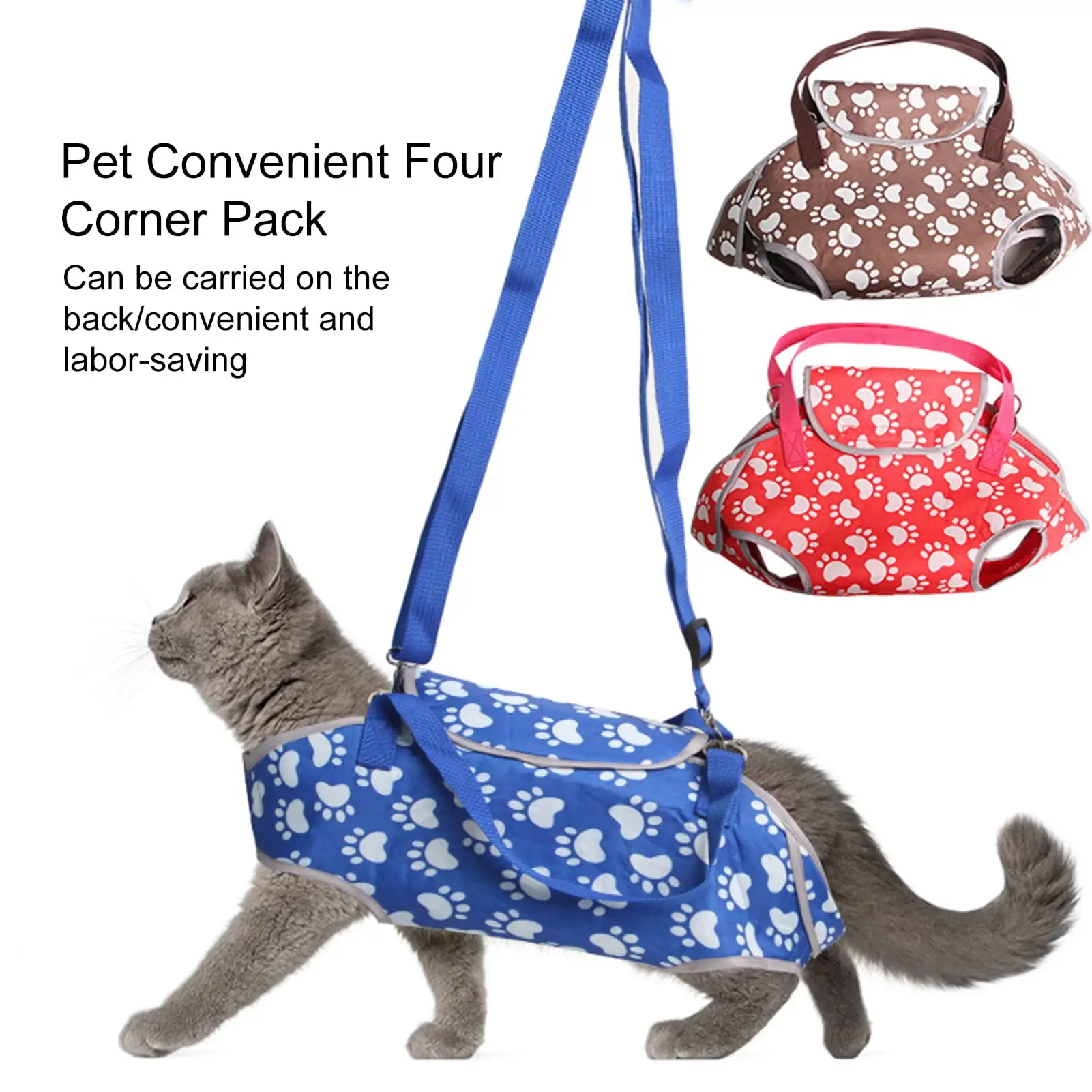 Kripyery Pet Carrier Bag Adjustable Strap Fastener Tape Breathable Cute Prints Handbag Outing Portable Cat Puppy Outdoor Travel Carrying Pouch Cat Supplies