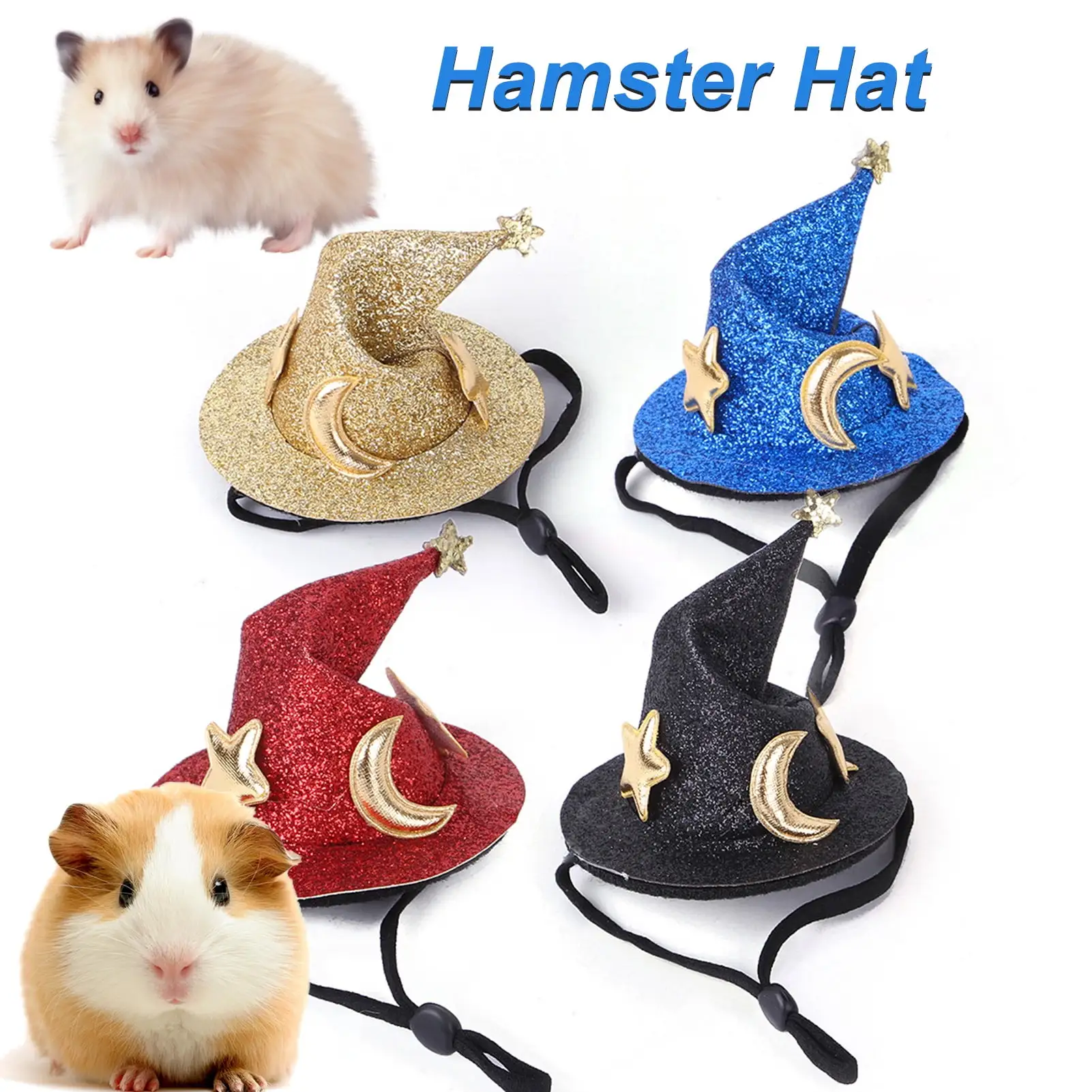 Travelwant Small Pet Halloween Costume Guinea Pig Wizard Hat with Scarf and Bow tie Sets Lizard Witch Head Accessories Hamster Cap for Hedgehog Chinchilla Ferret