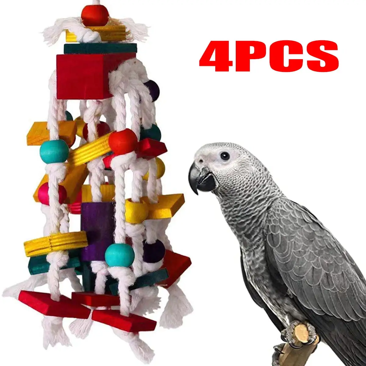 4Piece Parrot Toys. Gnawing Toys. Macaws. African Grey Parrots And Various Parrot Bird Cage Accessories. Parrot Cage Toys