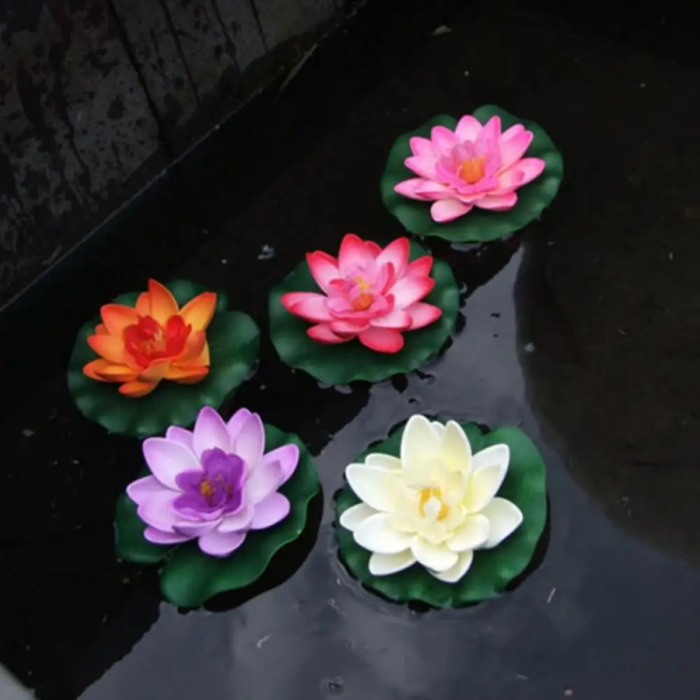 5PCS Lily Pads for Ponds. Artificial Lotus - Realistic Water Lily Pads Leaves & Floating Foam Lotuses for Garden Koi Fish Pond Aquarium Pool Wedding Decor