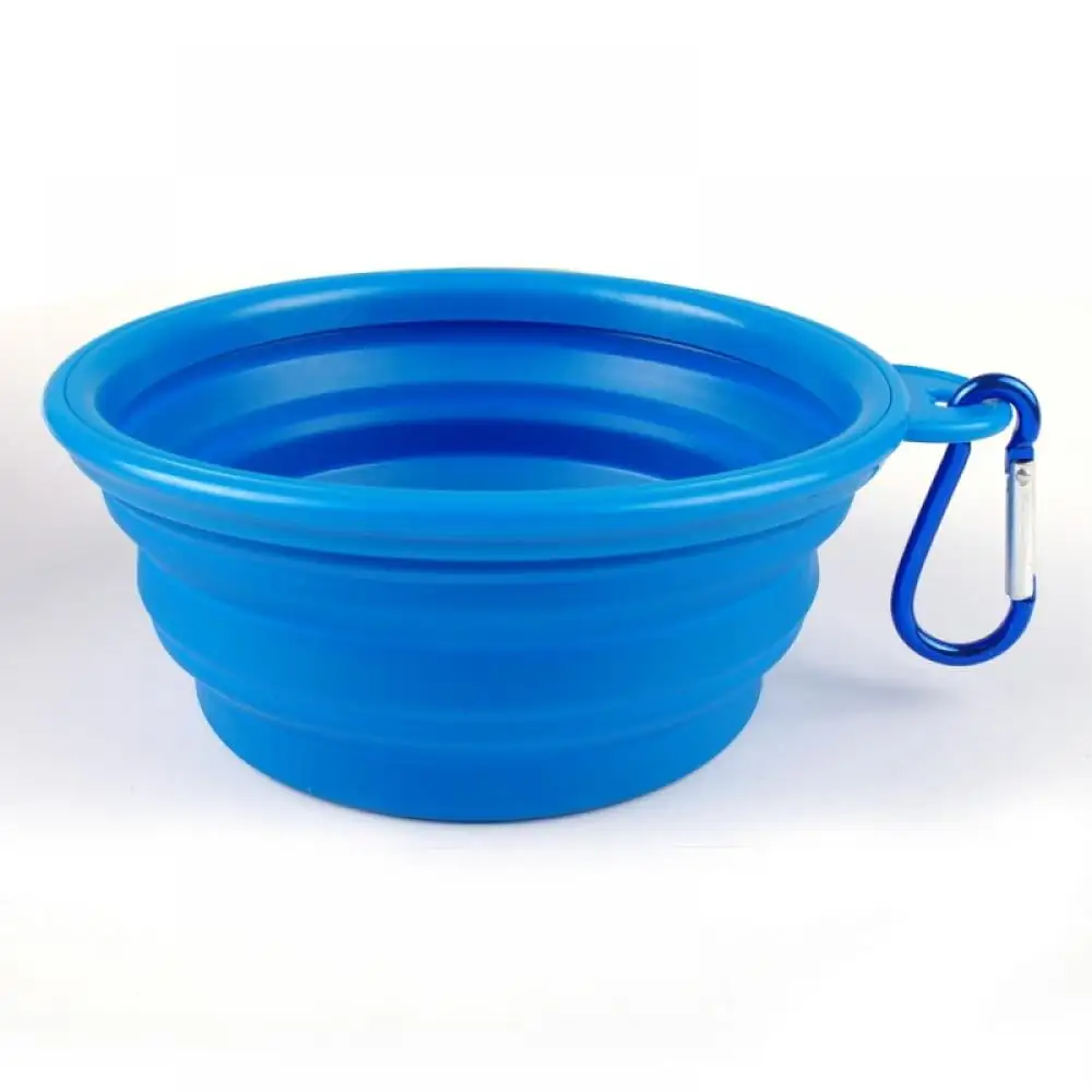 Kernelly 1 Pack Extra Large Size Collapsible Dog Bowl. Food Grade Silicone BPA Free. Foldable Expandable Cup Dish for Pet Cat Food Water Feeding Portable Travel Bowl Blue and Green Free Carabiner