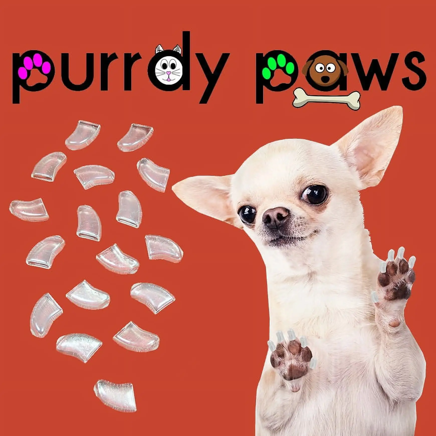 6 Month Supply - Purrdy Paws Clear Soft Nail Caps for XXL Dog Nails - Extra Adhesives