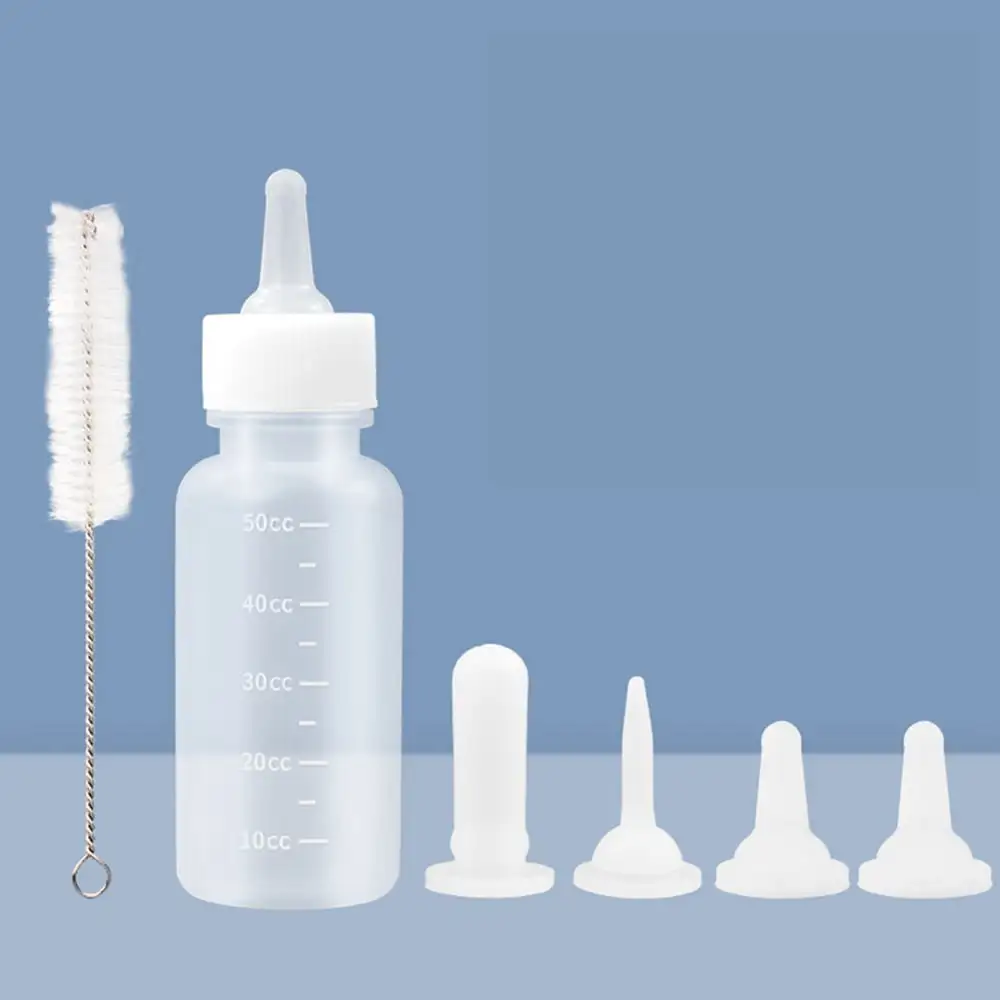 6 Piece Pet Feeding Bottle Kits with Replacement Nipples for Pet Dog Puppy Cat Kitten and Small Baby Animals