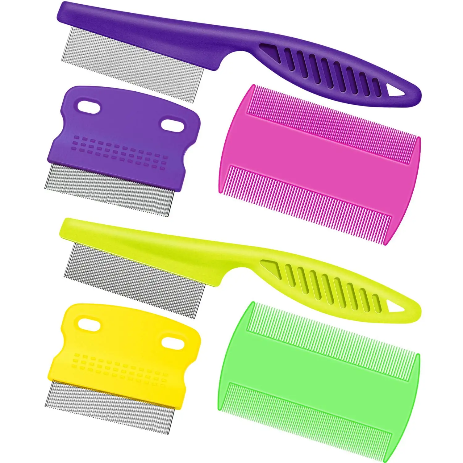 6 Pieces Pet Lice Combs Dog Grooming Flea Comb Cat Tear Stain Comb for Removal Dandruff