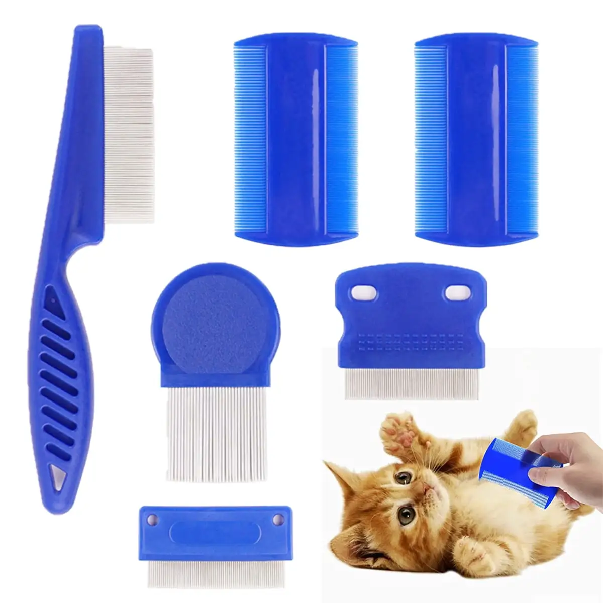 6 Pieces Set Pet Lice Combs Dog Grooming Flea Comb for Removal Dandruff Hair Stain Nit for Dogs Cats