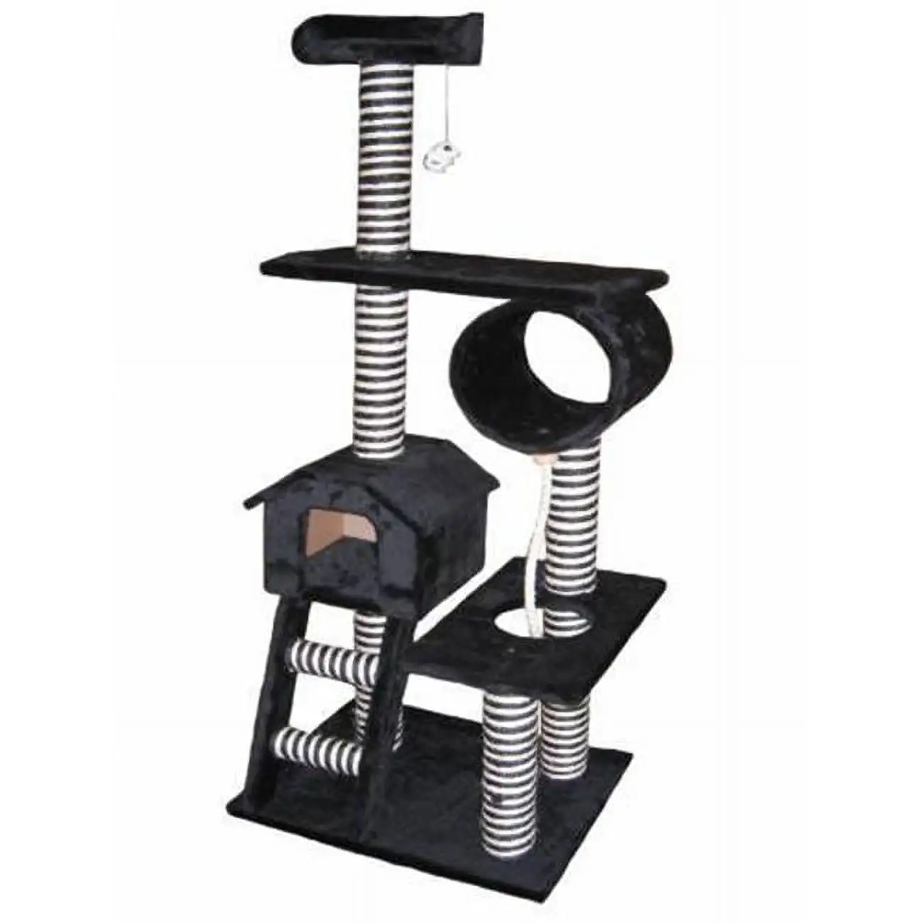 60 in. Black Cat Tree Condo Furniture