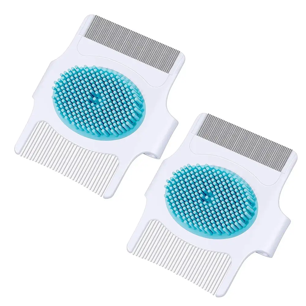 FNNMNNR 2 Three-use Pet Comb. Dogs and Cats Flea Removal Dense Tooth Comb. Puppy Dense Tooth Grooming and Tick Removal Cat Comb (Blue)