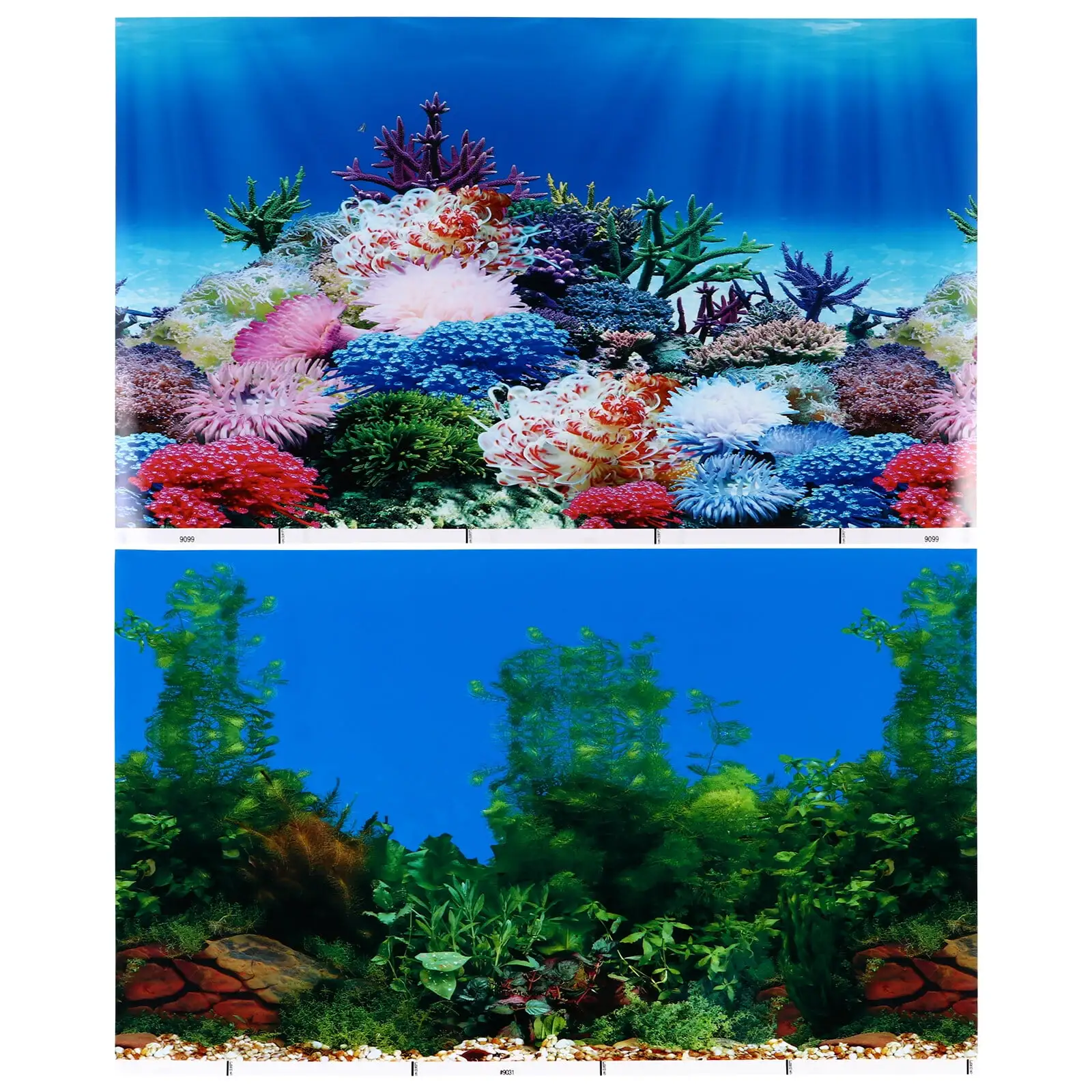 2Pcs Fish Tank Decals Aquarium Background Poster Backdrop Stickers Paper Cling