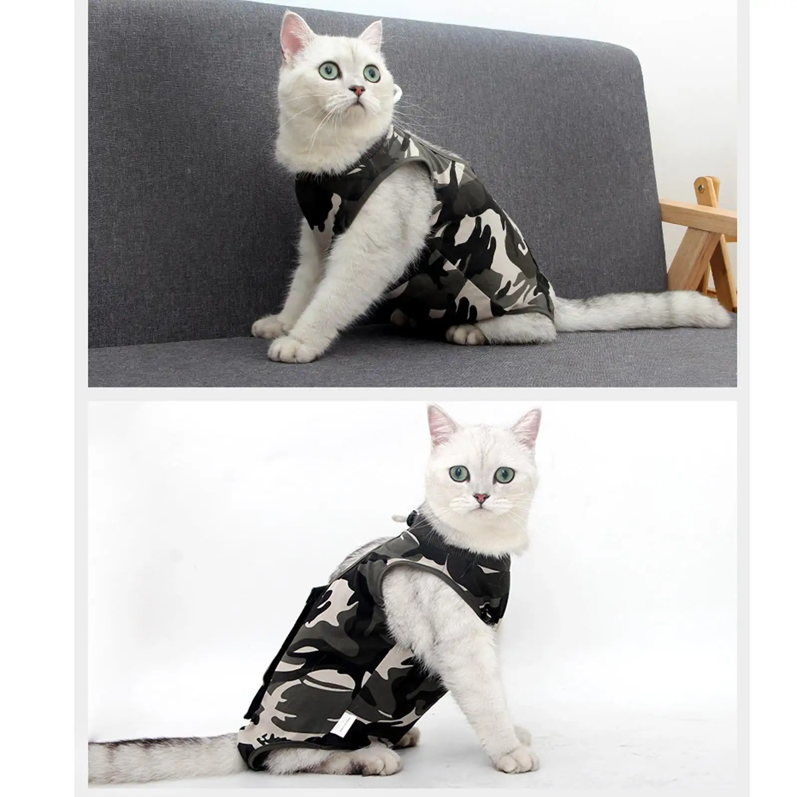 Cat Recovery Suit Anti Licking Post Operative Vest Pajama Shirt Wound Protective Pet Clothing Breathable Bodysuit for Puppy