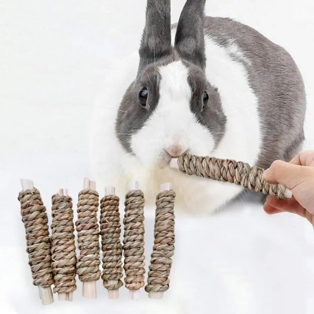 Stibadium 6 Pack Natural Timothy Hay Sticks. Timothy Grass Molar Stick Chew Toys for Rabbits. Chinchillas. Guinea Pigs. Hamsters and Other Small Animals Treats.