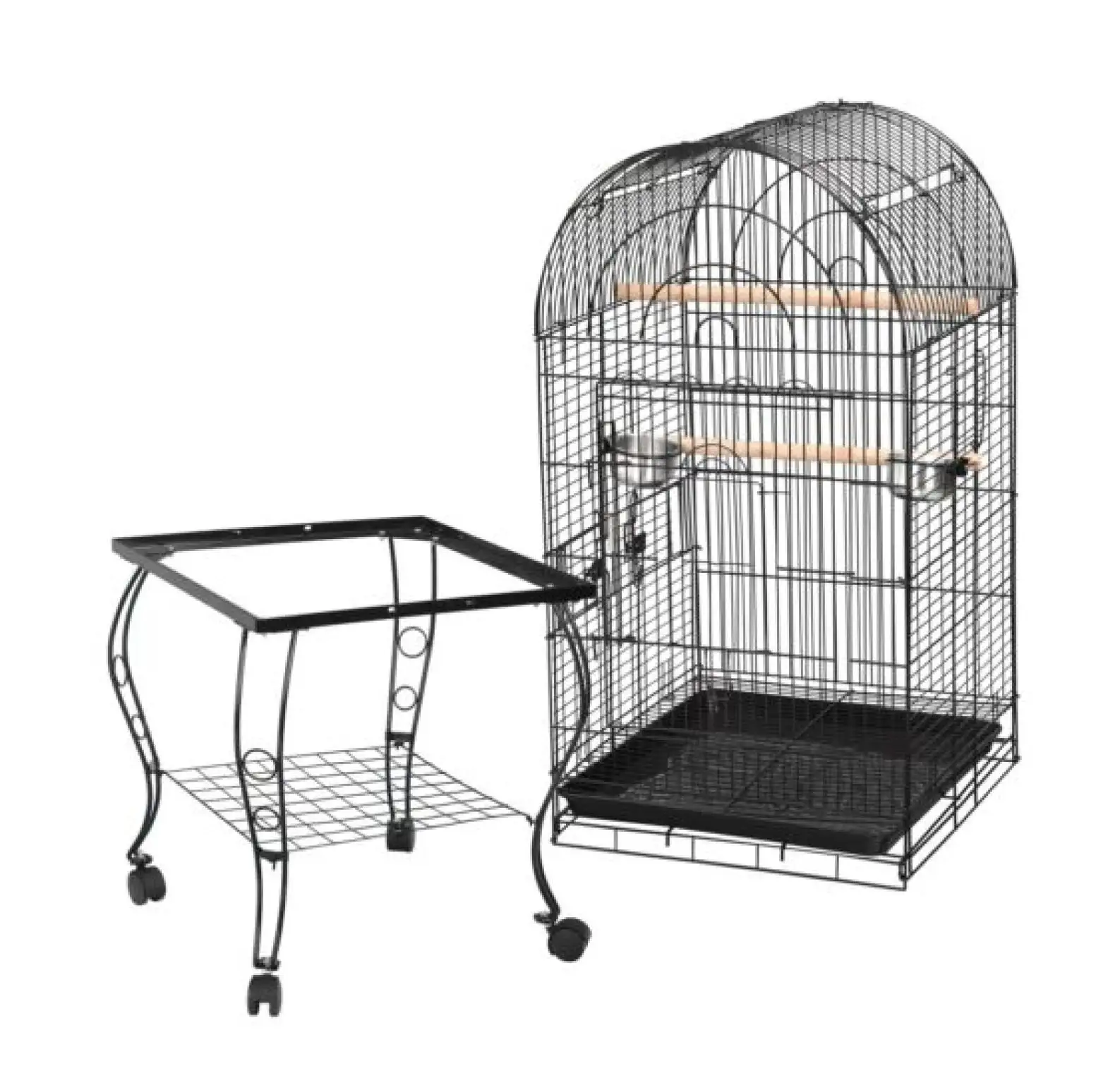 64 Rolling Cage w/Open Play Top for Small Parrot Cockatiel Parakeet Home