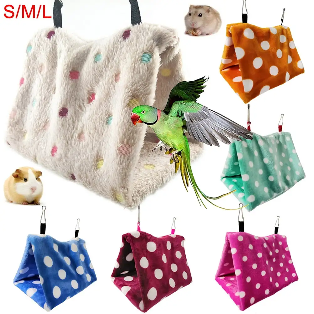 XINHUADSH Pet Bird Parrot Winter Soft Dot Plush Hanging Sleep Bed Nests Cage Hammock