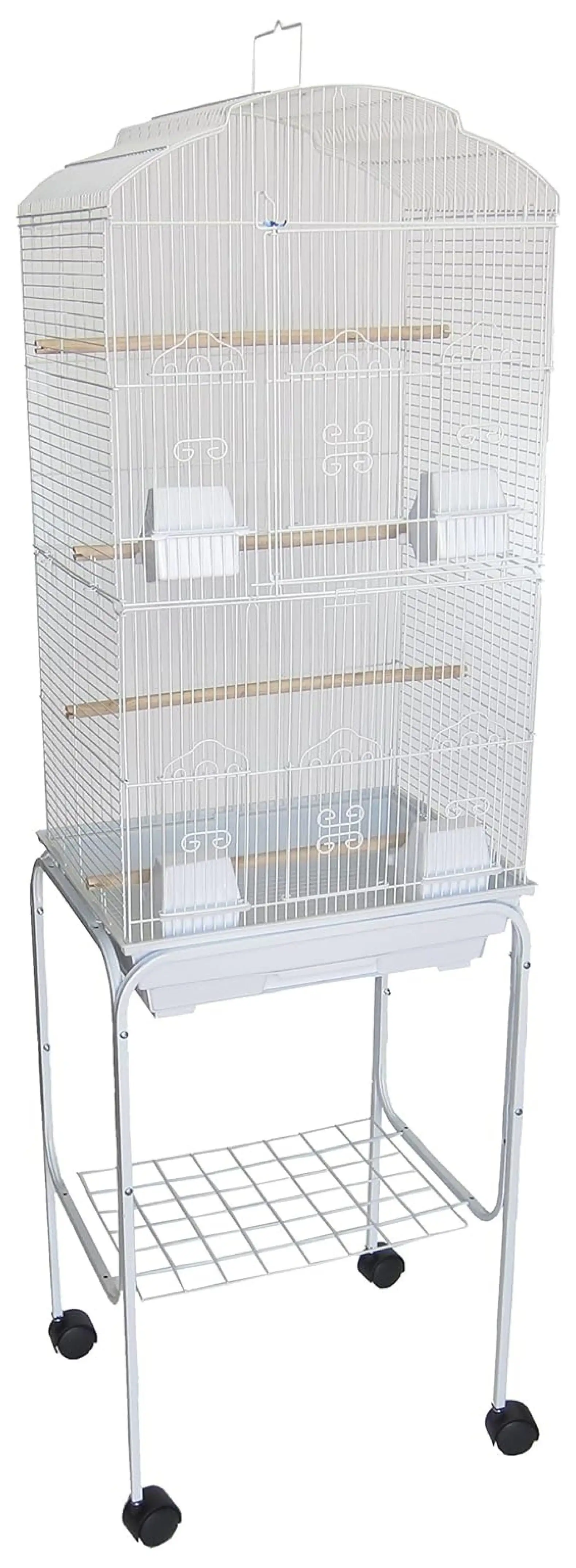 6804 3/8 Bar Spacing Tall Shall Top Cage with Stand. 18 x 14/Small. White