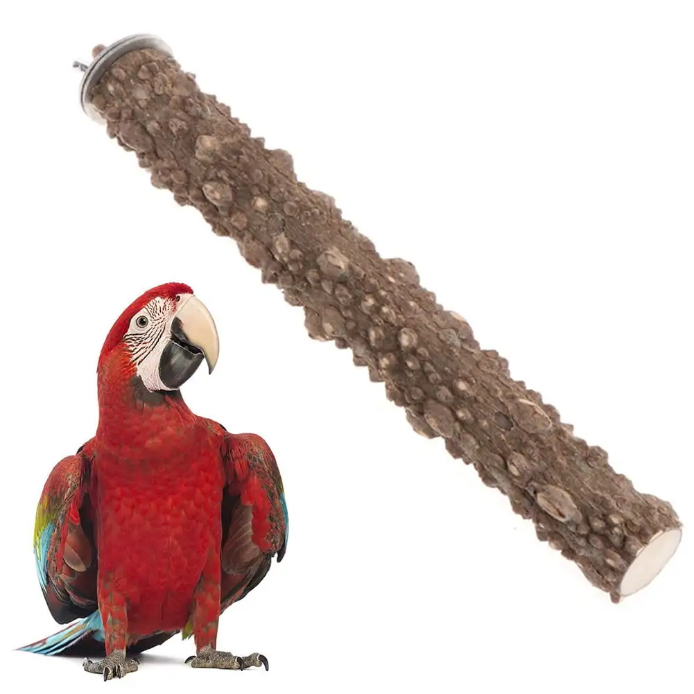 Visland Bird Stand Perch. Natural Wooden Hanging Grinding Paw Chew Stick Platform Toy Cage Decor for Parrot Parakeet Cockatiel Conure Cockatoo Macaw Eclectus