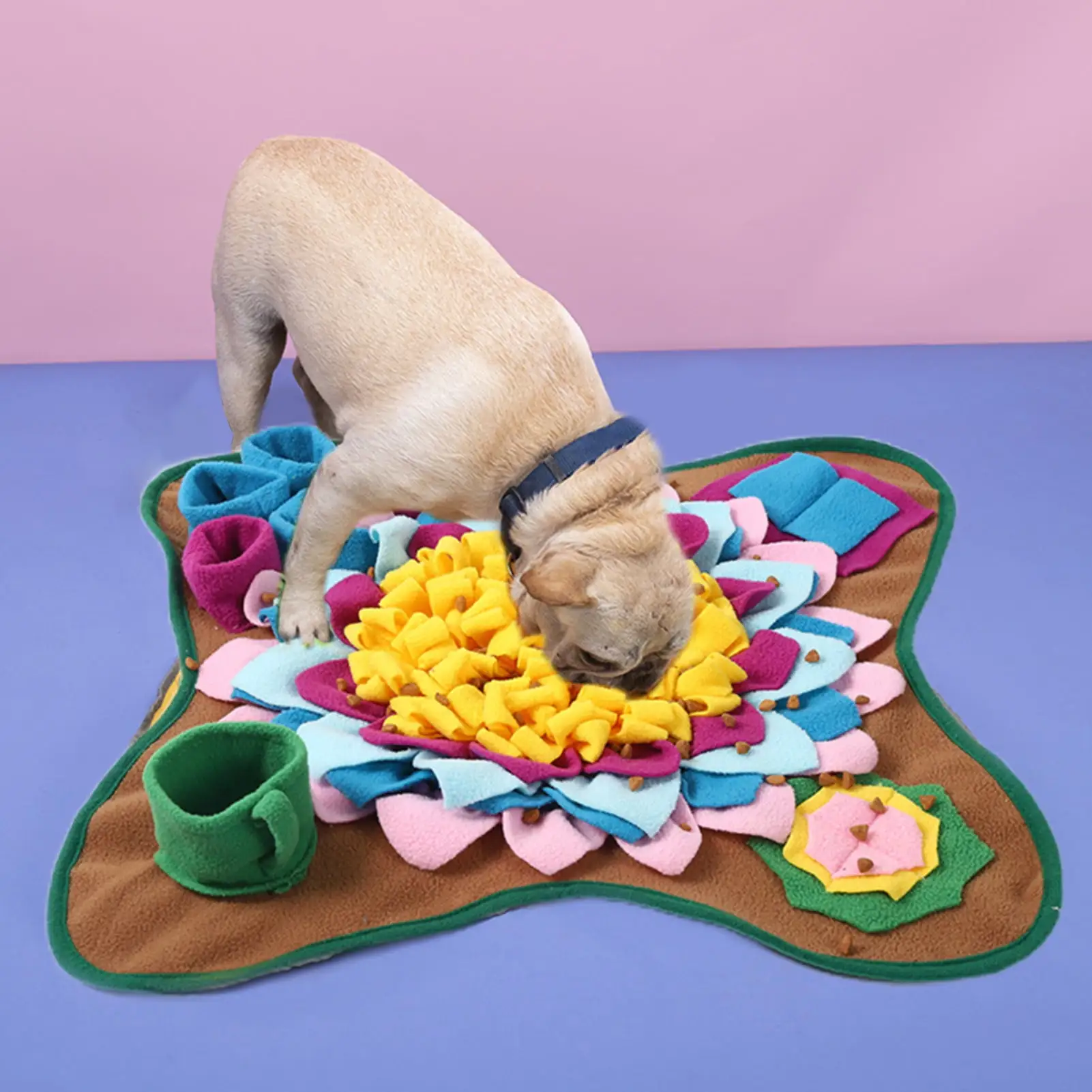 jiaroswwei Dog Snuffle Mat Anti Slip Relieve Pressure Vibrant Color Nosework Feeding Slow Feeder Dog Puzzle Toys for Indoor