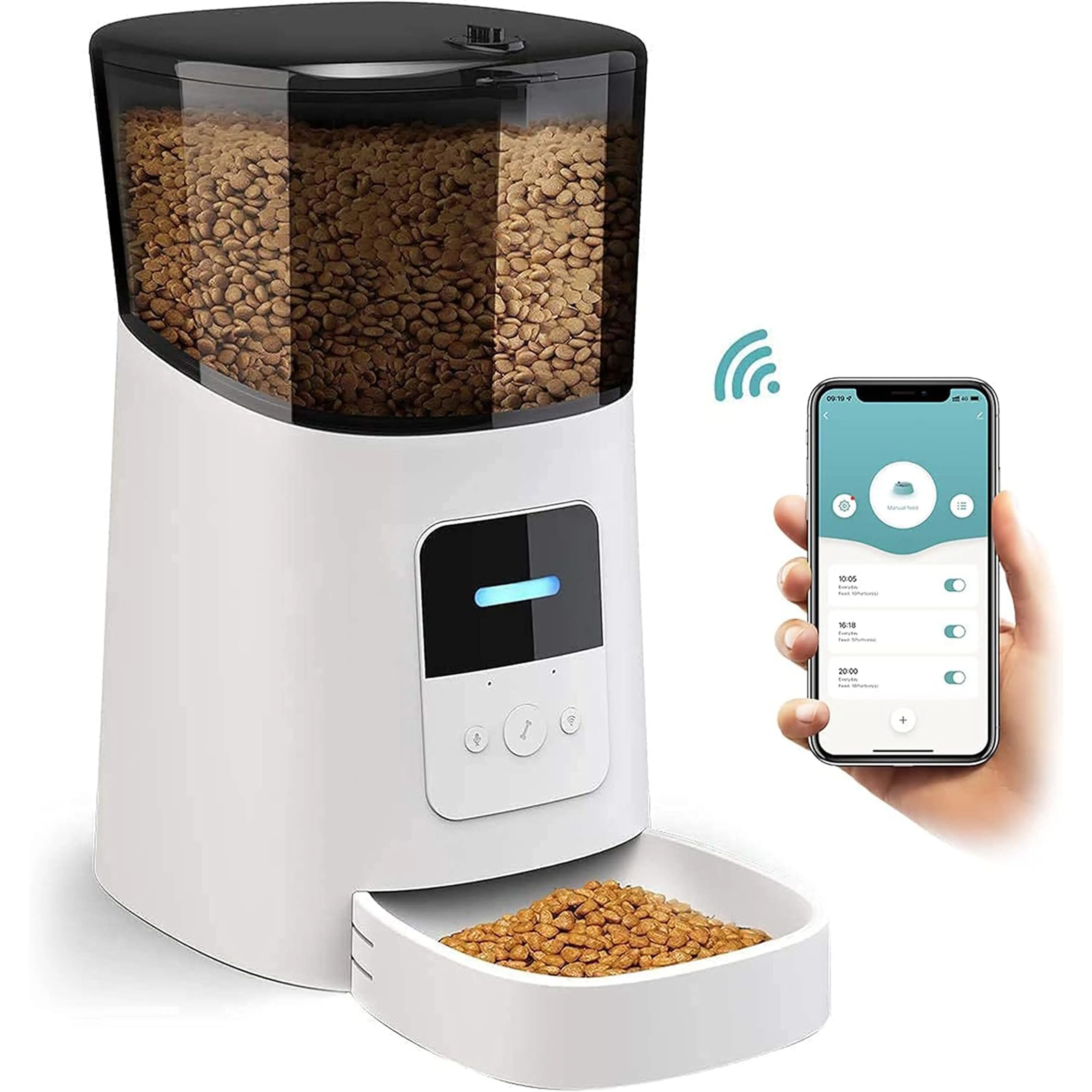 6L Automatic Cat Feeder. Cat Food Dispenser Battery-Operated . Pet Auto Feeder for Cat & Dog. APP Control for Pet Dry Food.Timed Cat Feeder Program 1-15 Meals Control. 10s Voice Recorder