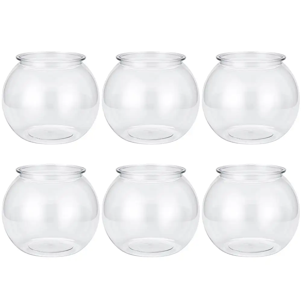 6Pcs Plastic Fish Bowls Small Fish Bowls Clear Round Fish Bowls Golden Fish Bowls