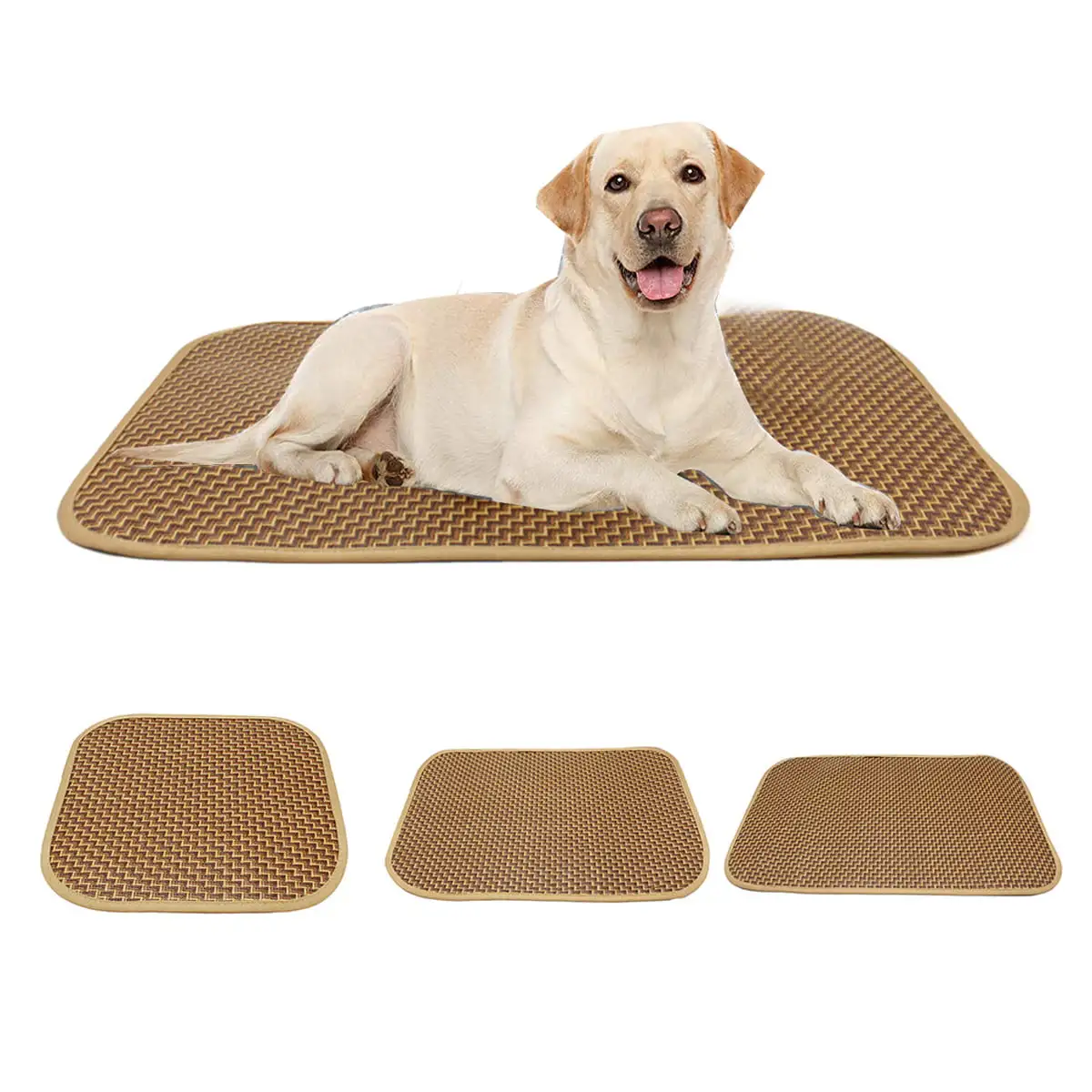 Pet Enjoy Dog Cooling Mat.Bamboo Rattan Cooling Pad Summer Pet Bed Mat.Durable Pet Cushion for Dogs Cats Kennel Pad Breathable Pet Sleeping Pad