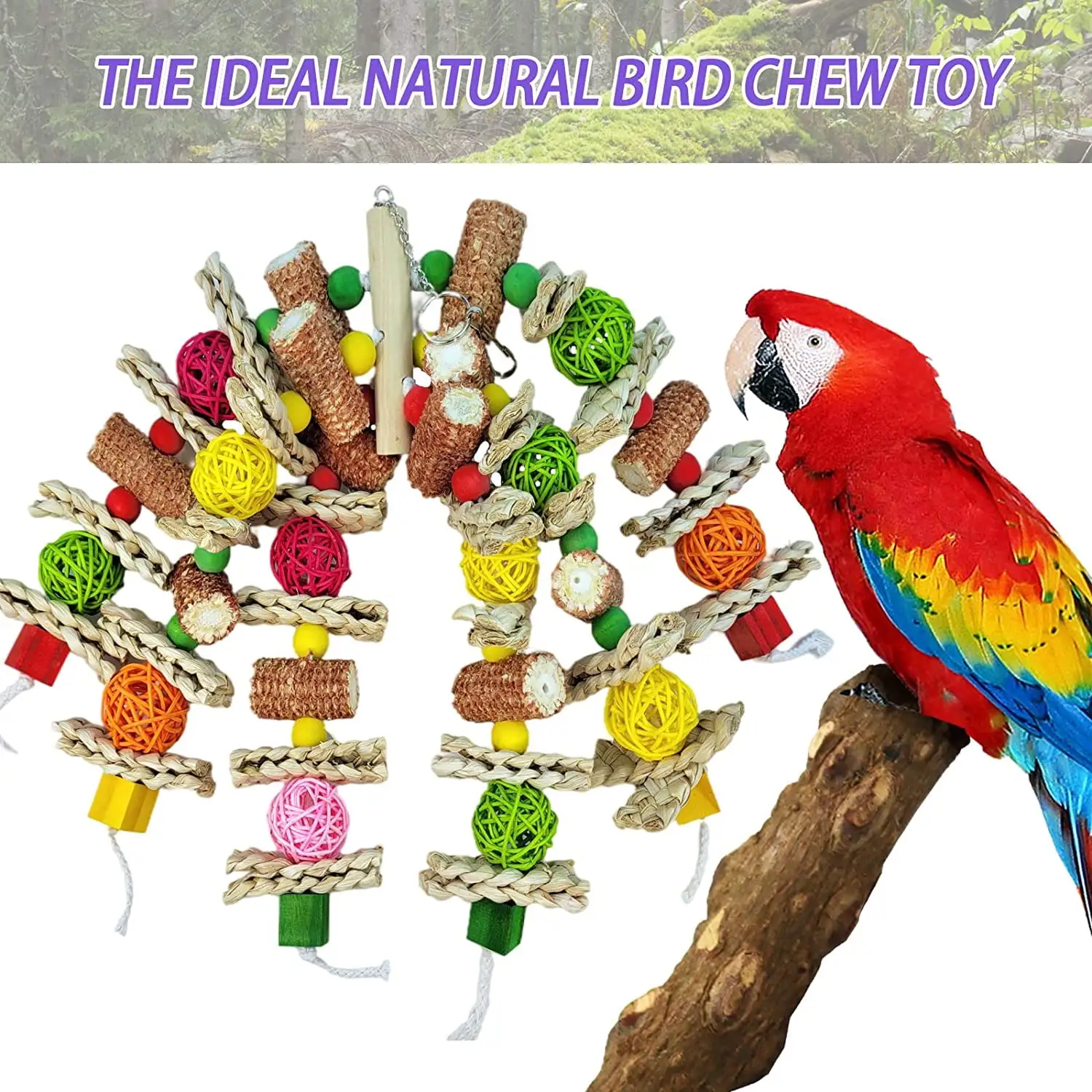 Parrot Chew Toys.Bird Toys.Multi-Colored Wood Block Tear Toys for African Grey Parrots Conure Parrots and Medium and Large Amazona Parrots