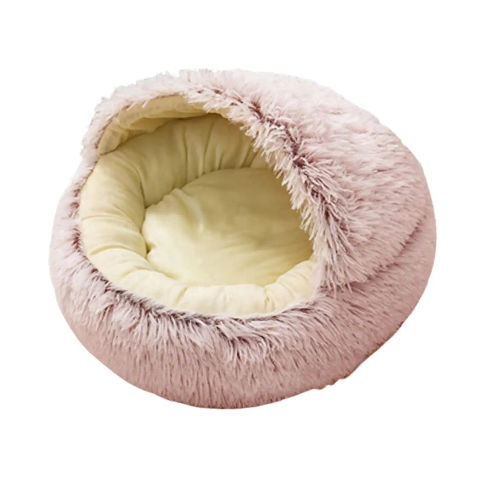 Soft Plush Round Pet Bed for Cats or Small Dogs. Mini Medium Sized dog Bed Self Autumn Winter Indoor Snooze Sleeping Cozy Kitten Kennel - 40cm Pink