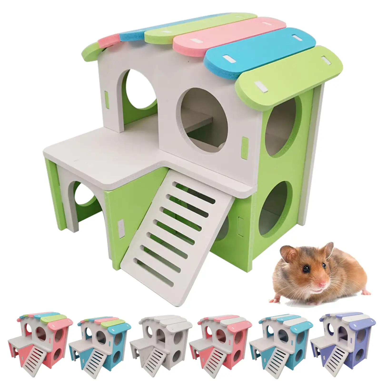 Walbest Hamster Pets Hiding Place.Hamster Hiding House. Snail House.Ladder.Seesaw Suitable for Gerbils.Purple Mouse Chewing Toys.Hamster Cage Accessories