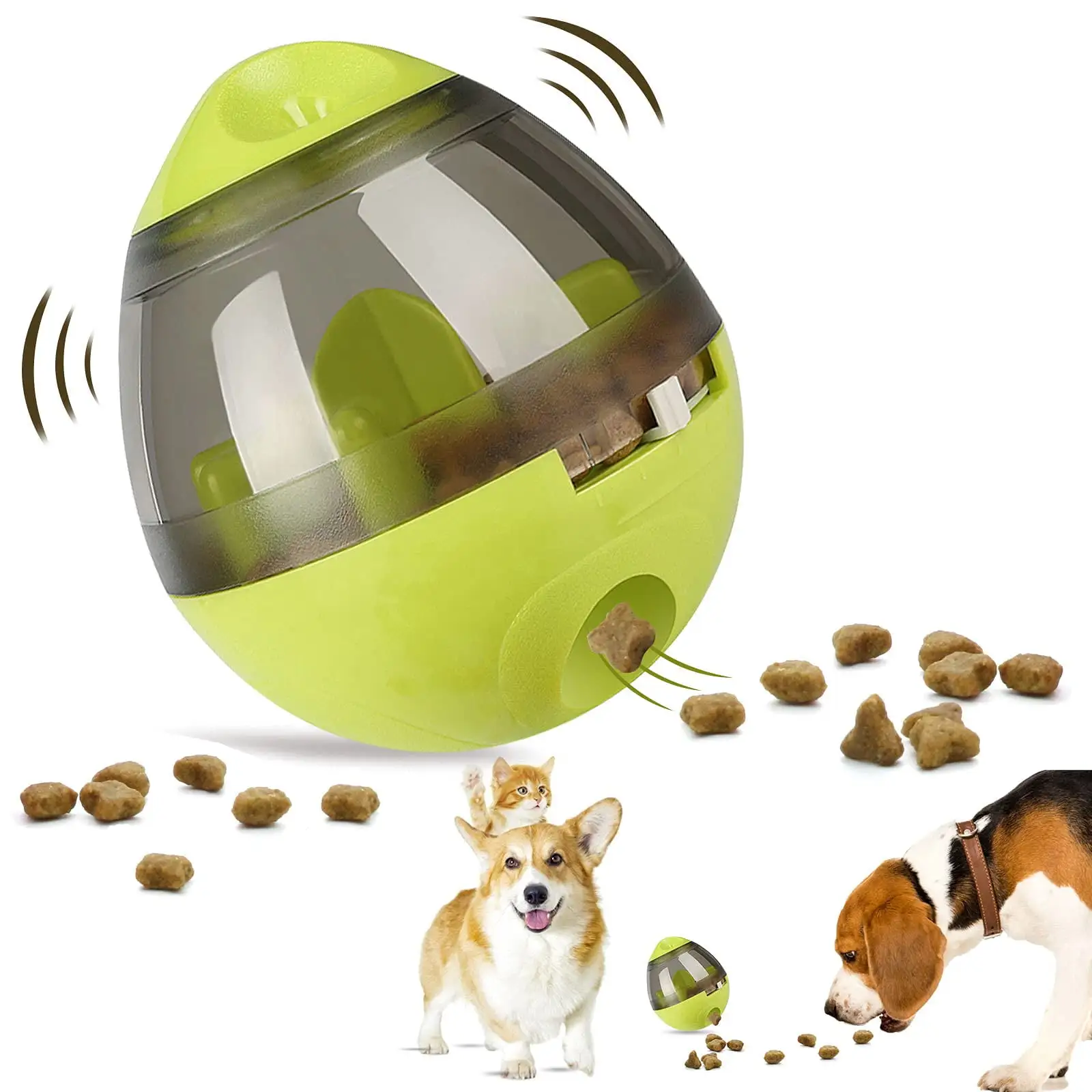 LABUBU Tumbler Pet Toy. Dog Leaky Food Toy Interactive Dog Cat Toy Food Dispensing Ball. Slow Feeder Treat Ball Toys for Pet Increases IQ (Green)