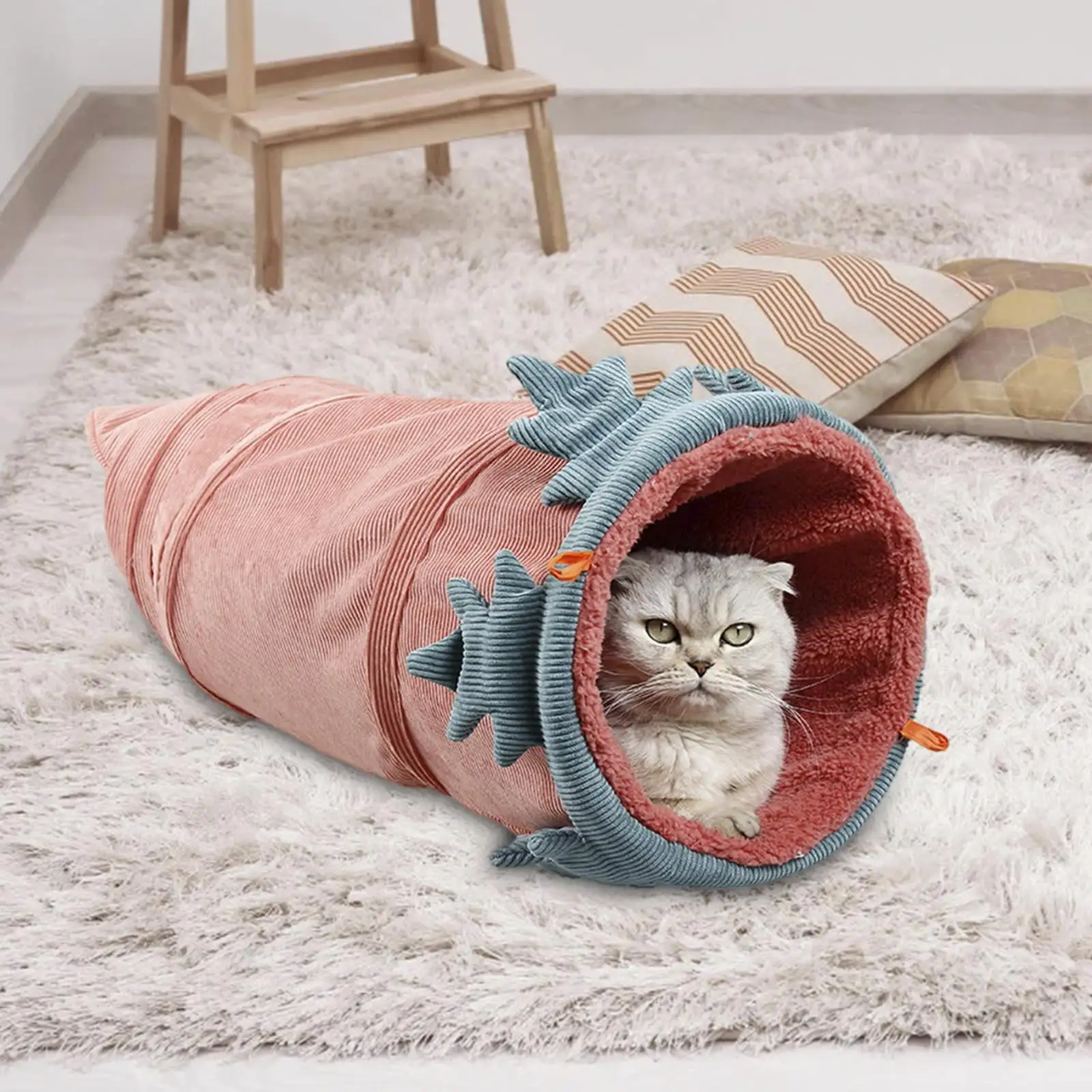 Portable Hamster Tunnel Toy Tube Interactive Cave Folding Hideout Tent for Puppy Ferrets Guinea Playing Kitten . carrot