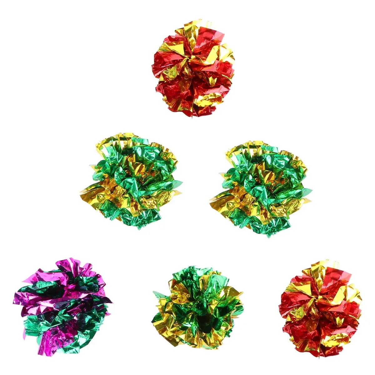 6pcs Mylar Crinkle Balls Cat Toys Best Interactive Crinkle Cat Toy Balls Ever Independent Pet Kitten Cat Toys for Fat Real Cats Kittens Exercise (Random Color)