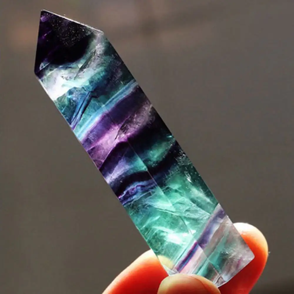 pgeraug gifts for women natural hexagonal quartz healing fluorite wand stone purple green gem aerator aquarium a